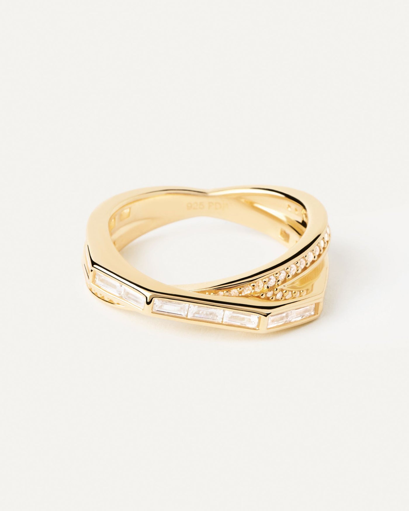 2024 Selection | Olivia Ring. Gold-plated crossover two band ring set with white zirconia. Get the latest arrival from PDPAOLA. Place your order safely and get this Best Seller. Free Shipping.