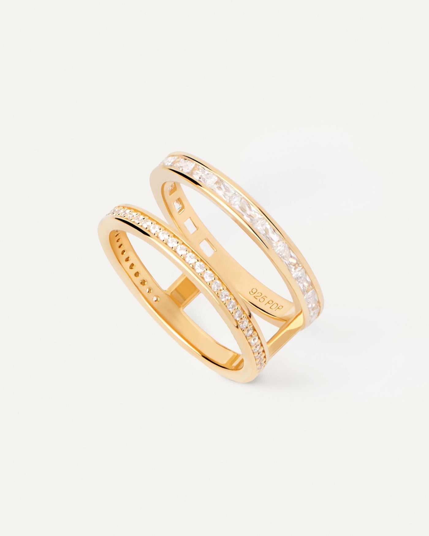 2024 Selection | Bianca Ring. Gold-plated double band ring set with white zirconia. Get the latest arrival from PDPAOLA. Place your order safely and get this Best Seller. Free Shipping.