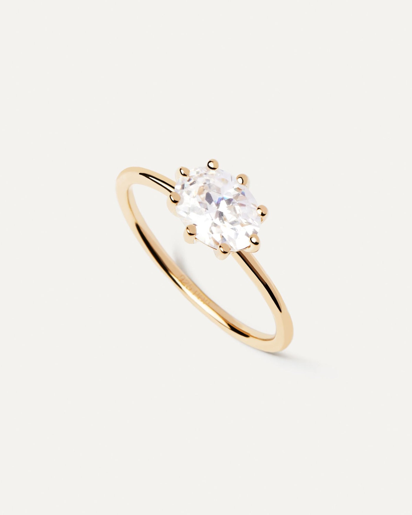 2024 Selection | Kim Ring. Gold-plated eight-prong setting solitary ring with white zirconia. Get the latest arrival from PDPAOLA. Place your order safely and get this Best Seller. Free Shipping.