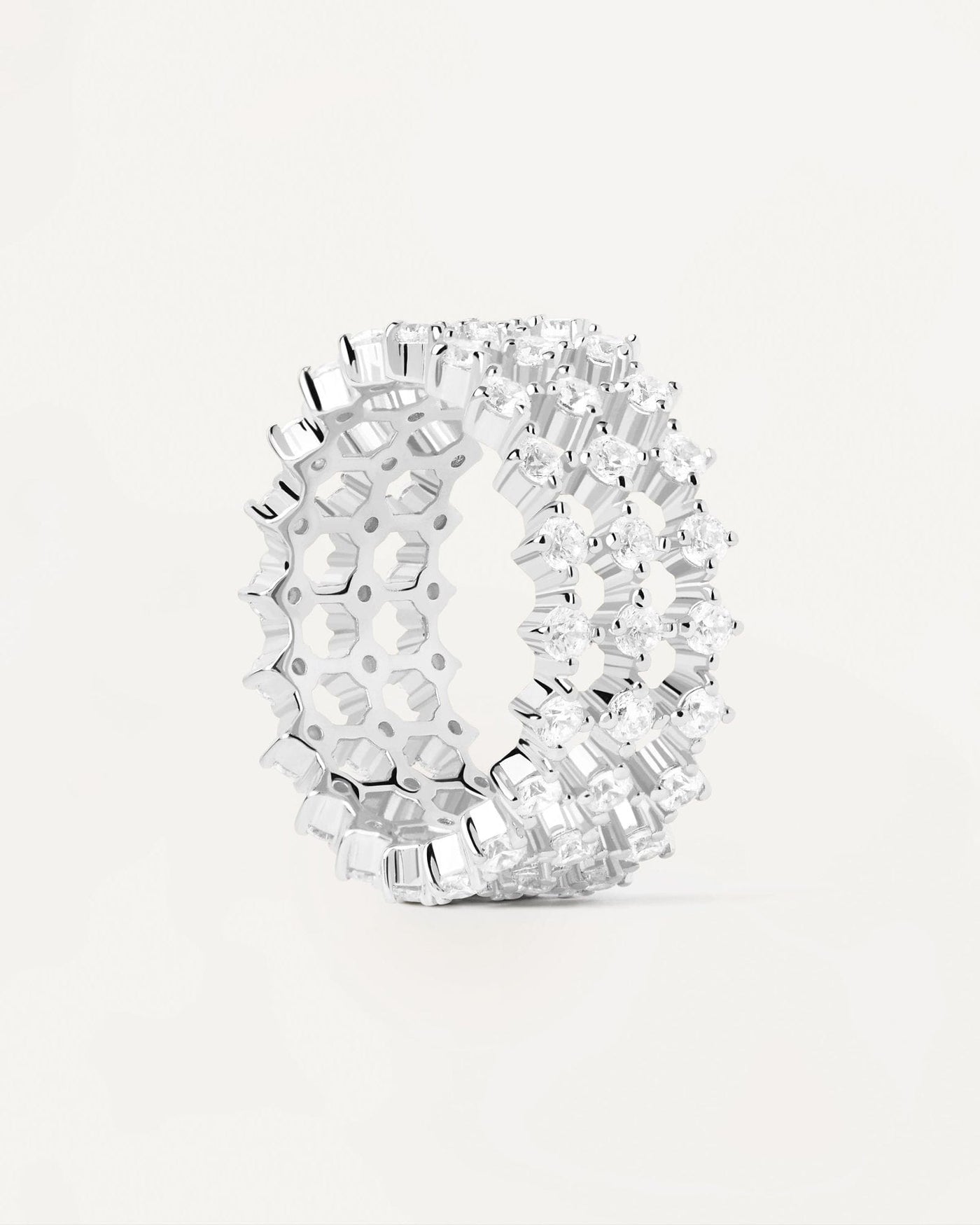 2024 Selection | Dumbo Silver Ring. Triple eternity ring in 925 silver with white zirconia. Get the latest arrival from PDPAOLA. Place your order safely and get this Best Seller. Free Shipping.