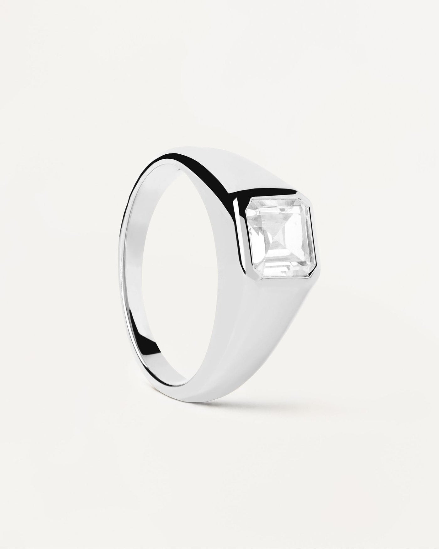 2024 Selection | Square Shimmer Stamp Silver Ring. Sterling silver signet ring with squared white zirconia. Get the latest arrival from PDPAOLA. Place your order safely and get this Best Seller. Free Shipping.