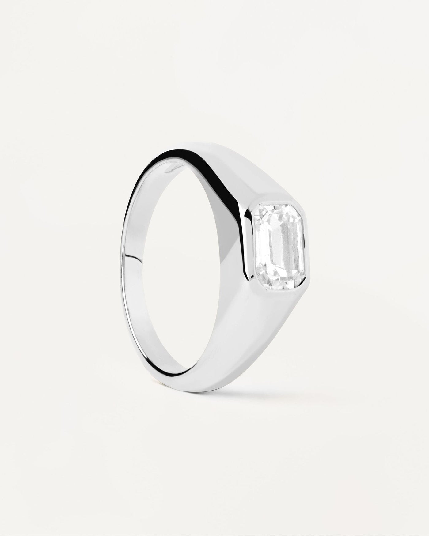 2024 Selection | Octagon Shimmer Stamp Silver Ring. Sterling silver signet ring with rectangular white zirconia. Get the latest arrival from PDPAOLA. Place your order safely and get this Best Seller. Free Shipping.