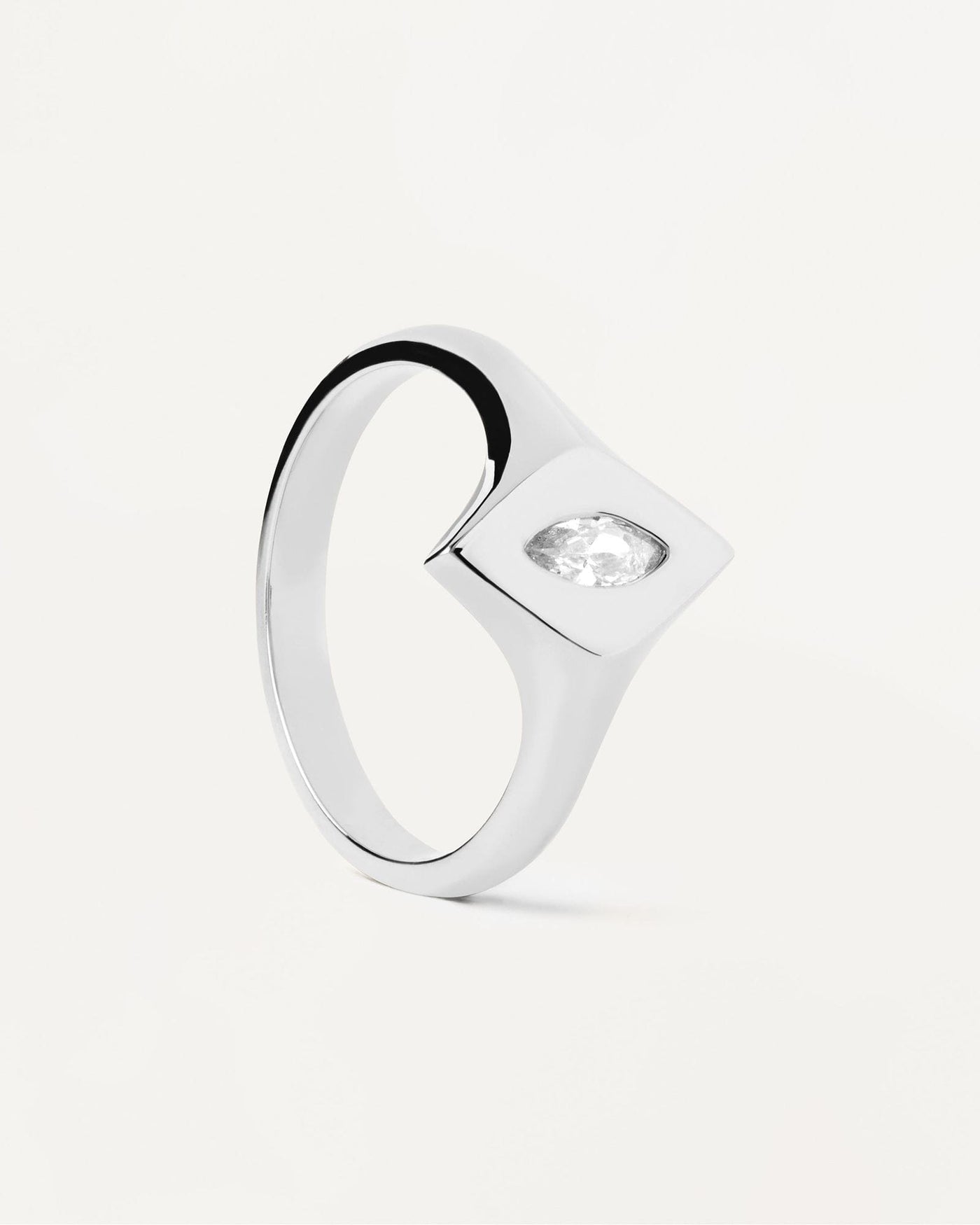 2024 Selection | Kate Stamp Silver Ring. Sterling silver rhombus signet ring with oval white zirconia. Get the latest arrival from PDPAOLA. Place your order safely and get this Best Seller. Free Shipping.