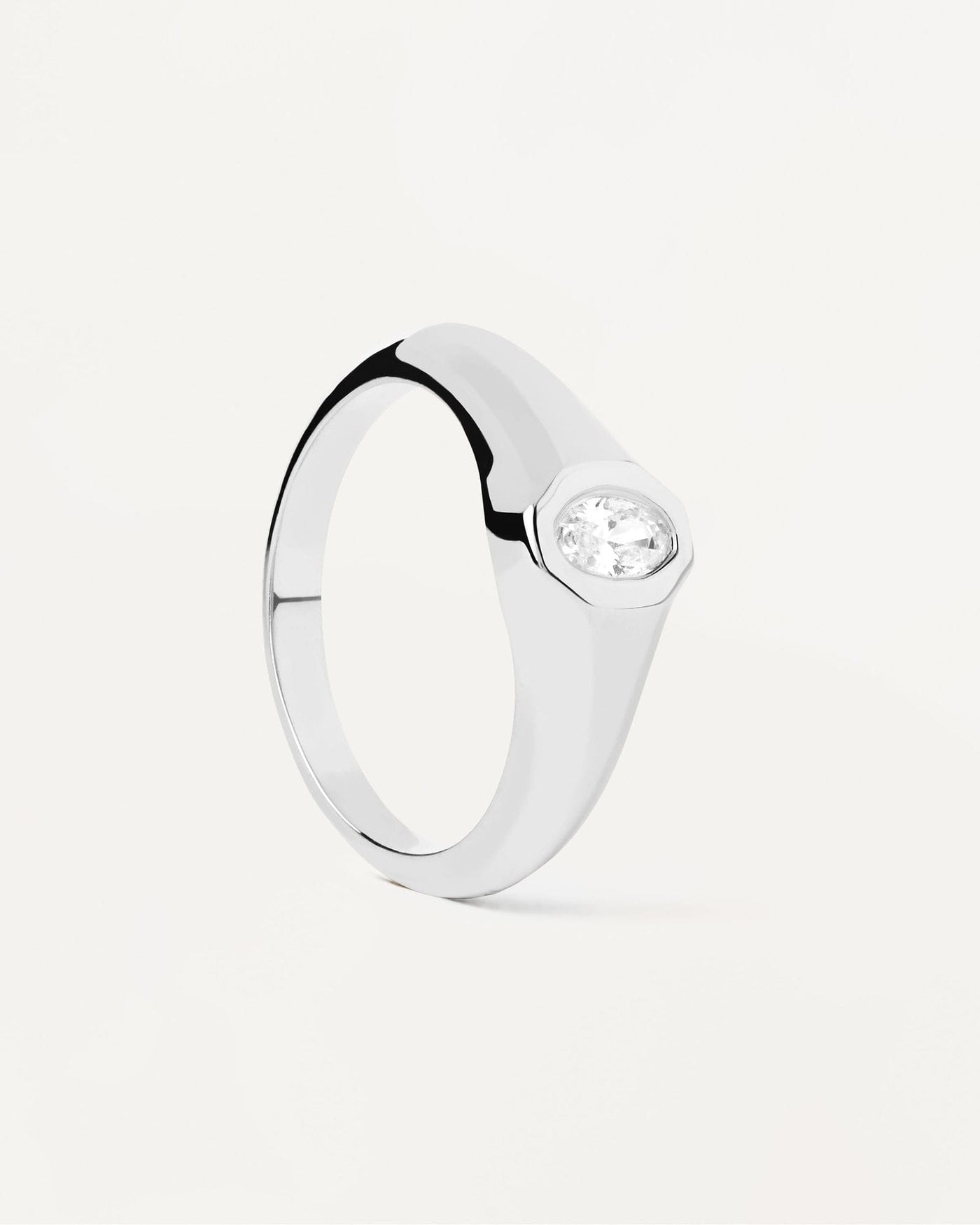 2024 Selection | Karry Stamp Silver Ring. Sterling silver signet ring with oval white zirconia. Get the latest arrival from PDPAOLA. Place your order safely and get this Best Seller. Free Shipping.