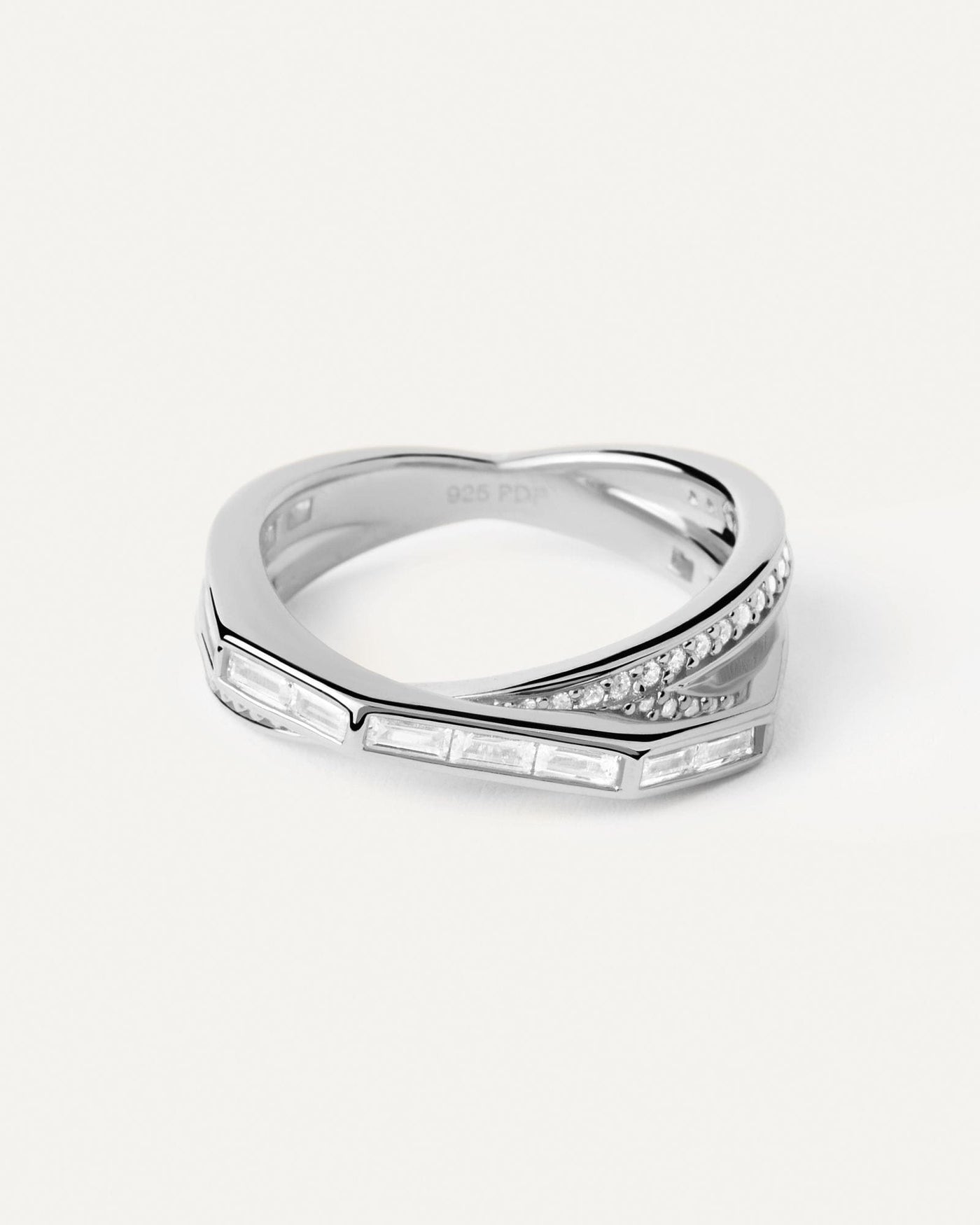 2024 Selection | Olivia Silver Ring. Crossover two band silver ring set with white zirconia. Get the latest arrival from PDPAOLA. Place your order safely and get this Best Seller. Free Shipping.