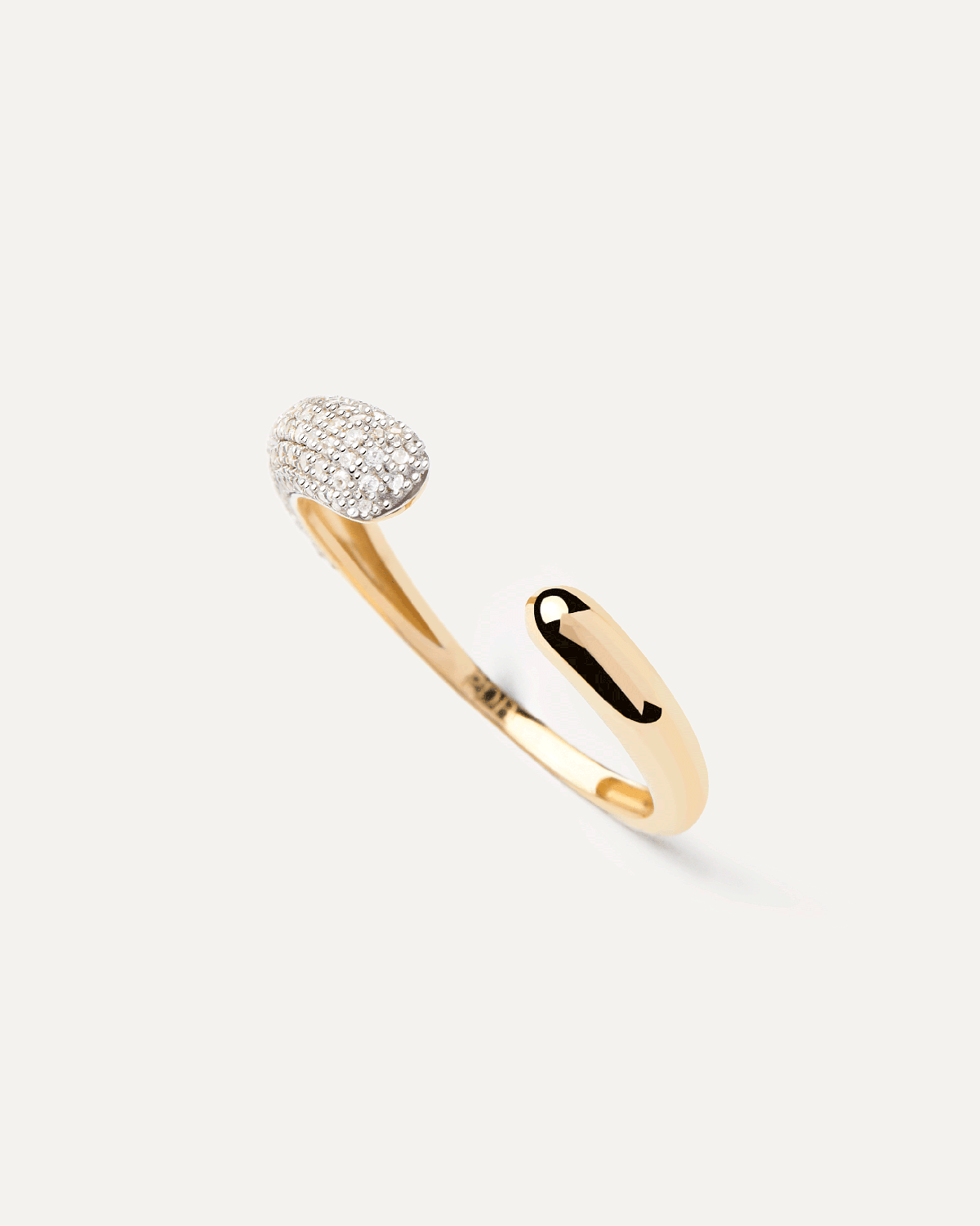 2024 Selection | Diamonds and Gold Soho Ring. Open band ring in solid yellow gold set with pavé diamonds of 0.3 carats and rounded edges. Get the latest arrival from PDPAOLA. Place your order safely and get this Best Seller. Free Shipping.