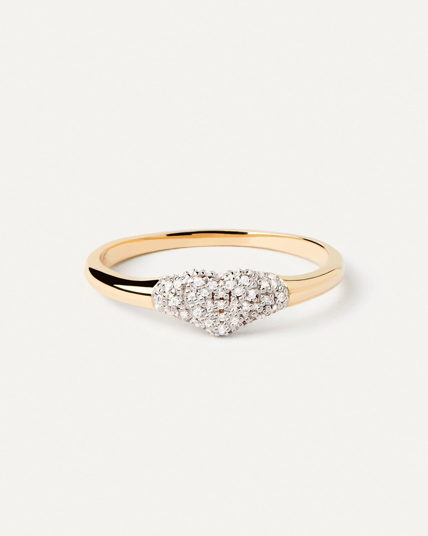 2024 Selection | Diamonds and Gold Super Heart Stamp Ring. Heart-shaped signet ring in solid yellow gold with 48 pavé diamonds stamp of 0.62 carats. Get the latest arrival from PDPAOLA. Place your order safely and get this Best Seller. Free Shipping.