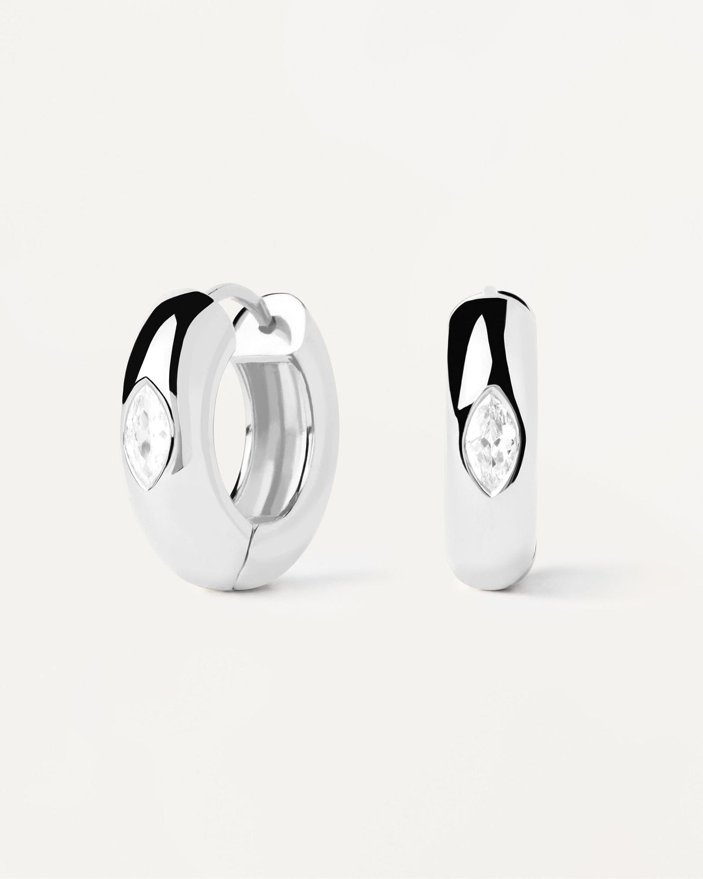2024 Selection | Ura Silver Hoop Earrings. Bold hoop earrings in sterling silver with oval white zirconia. Get the latest arrival from PDPAOLA. Place your order safely and get this Best Seller. Free Shipping.