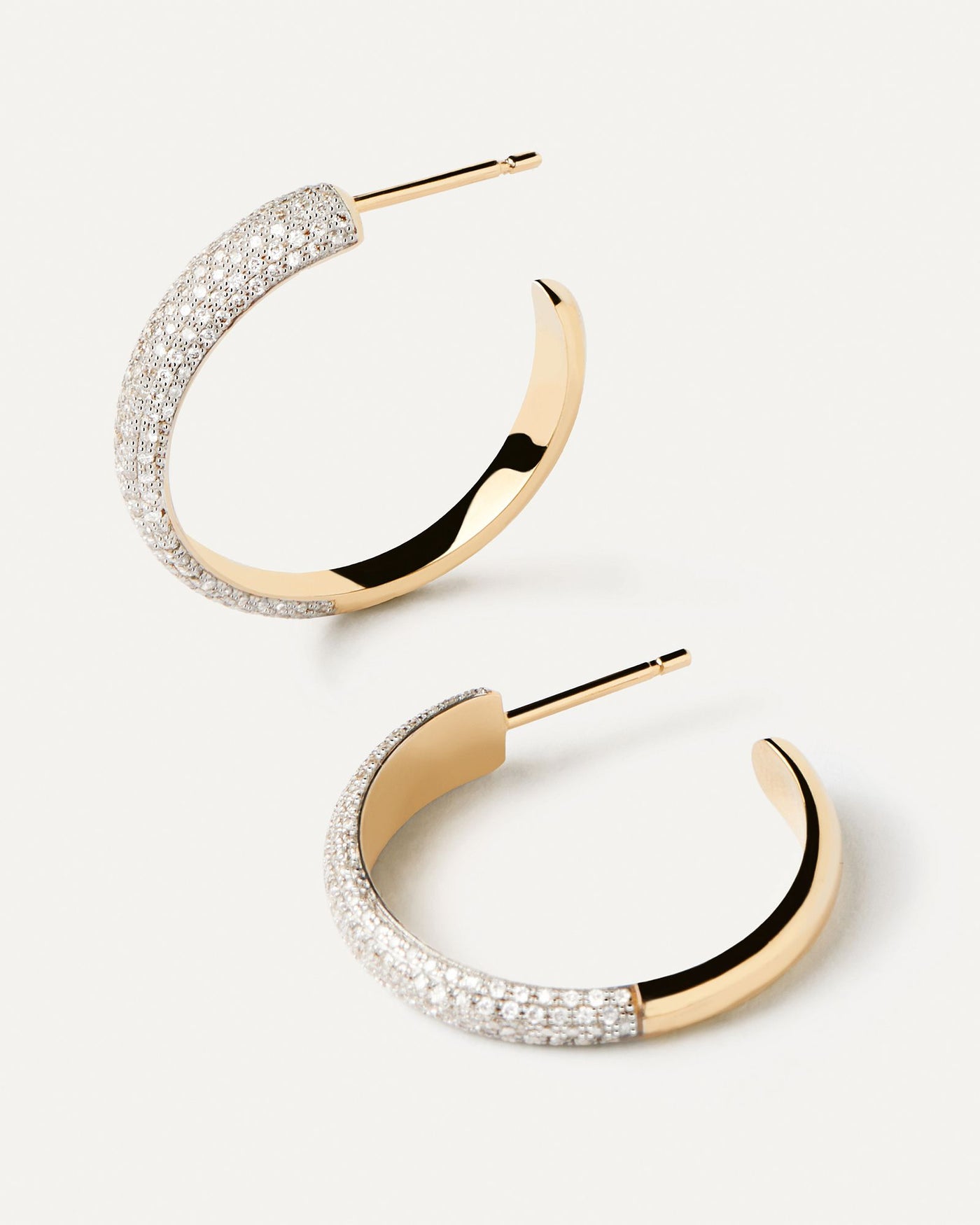 2024 Selection | Diamonds and Gold Soho Hoops. Open hoop earrings in solid yellow gold with contrasting 170 pavé diamonds of 0.51 carats. Get the latest arrival from PDPAOLA. Place your order safely and get this Best Seller. Free Shipping.