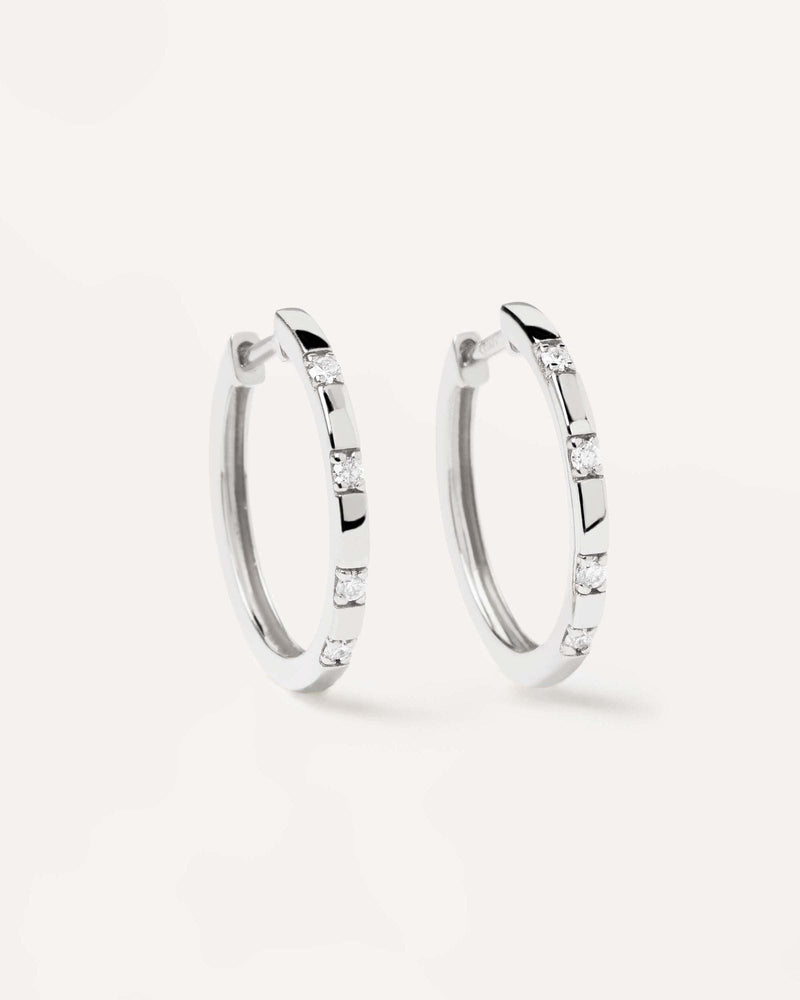 Diamonds and White Gold Frosty Hoops - 
  
    18K White gold / Rhodium silver plating
  
