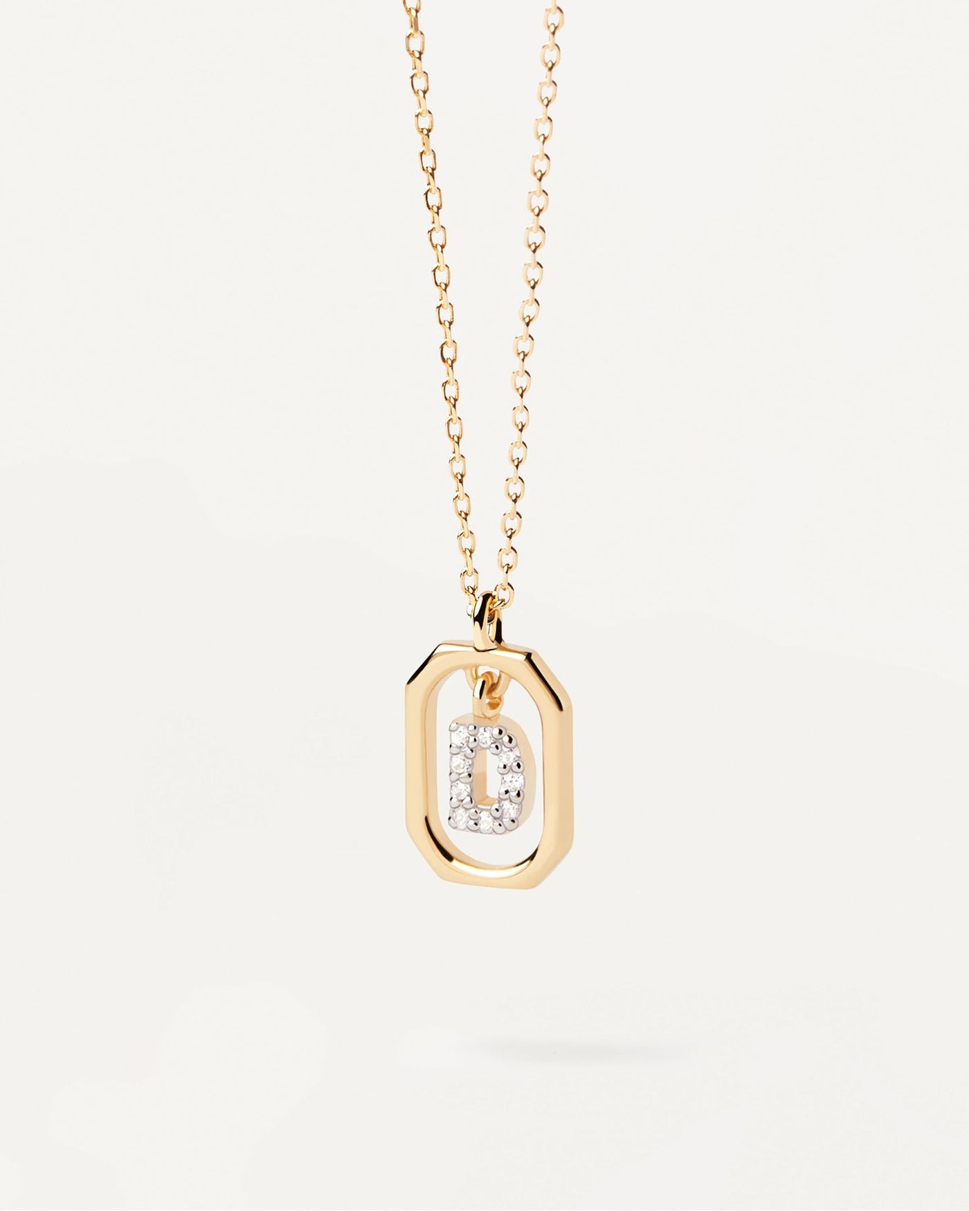 2024 Selection | Mini Letter D Necklace. Small initial D necklace in zirconia inside gold-plated silver octagonal pendant. Get the latest arrival from PDPAOLA. Place your order safely and get this Best Seller. Free Shipping.