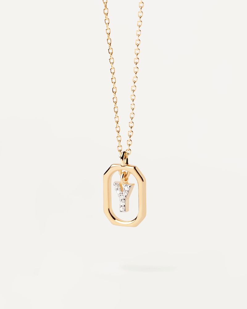 Collana Con Lettera Y Mini - 
  
    Argento sterling / Placcatura in Oro 18K
  
