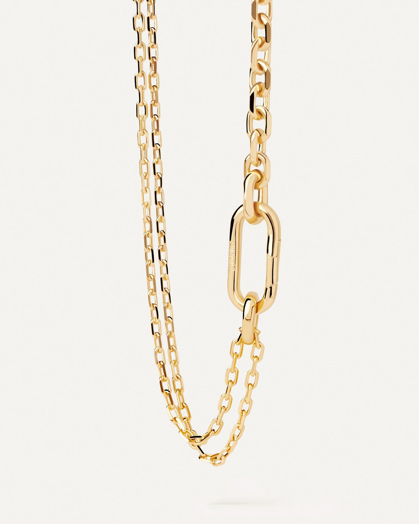 2024 Selection | Vesta Chain Necklace. Gold-plated double chain necklace with bold clasp and asymmetrical links. Get the latest arrival from PDPAOLA. Place your order safely and get this Best Seller. Free Shipping.
