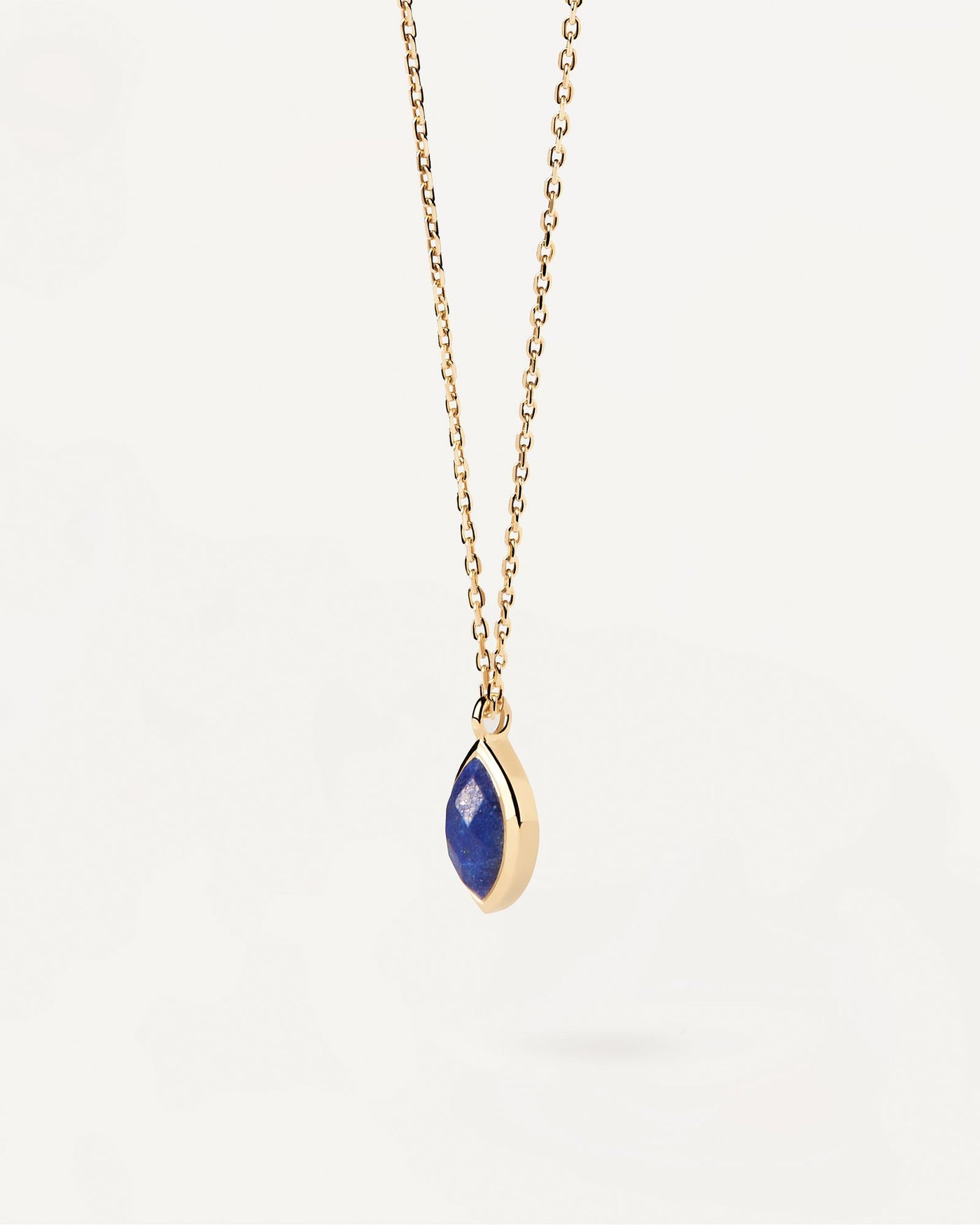 2024 Selection | Lapis Lazuli Nomad Necklace. Gold-plated chain necklace with marquise cut blue gemstone pendant. Get the latest arrival from PDPAOLA. Place your order safely and get this Best Seller. Free Shipping.