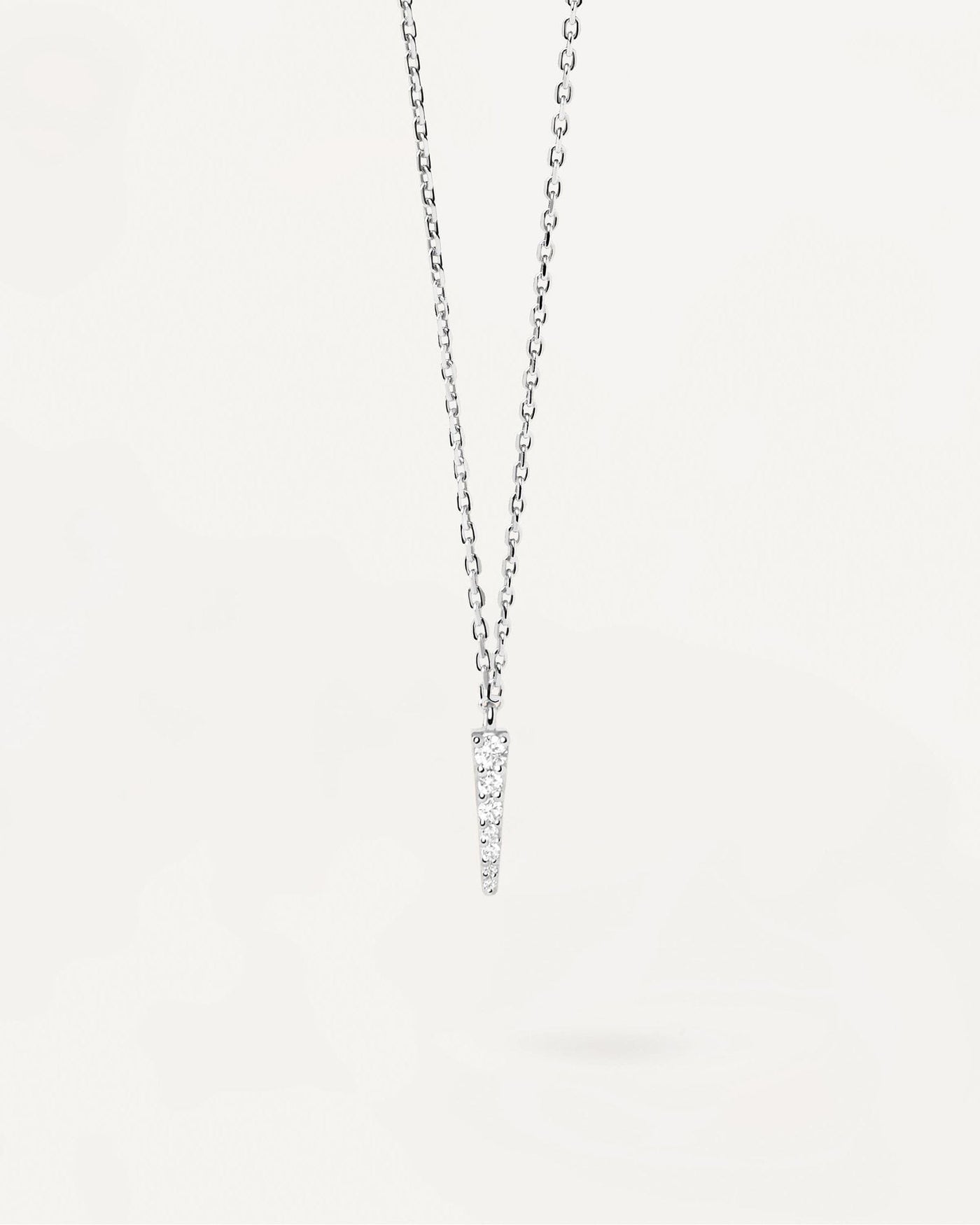 2024 Selection | Peak Silver Necklace. Sterling silver necklace with white zirconia pendant in tip shape. Get the latest arrival from PDPAOLA. Place your order safely and get this Best Seller. Free Shipping.