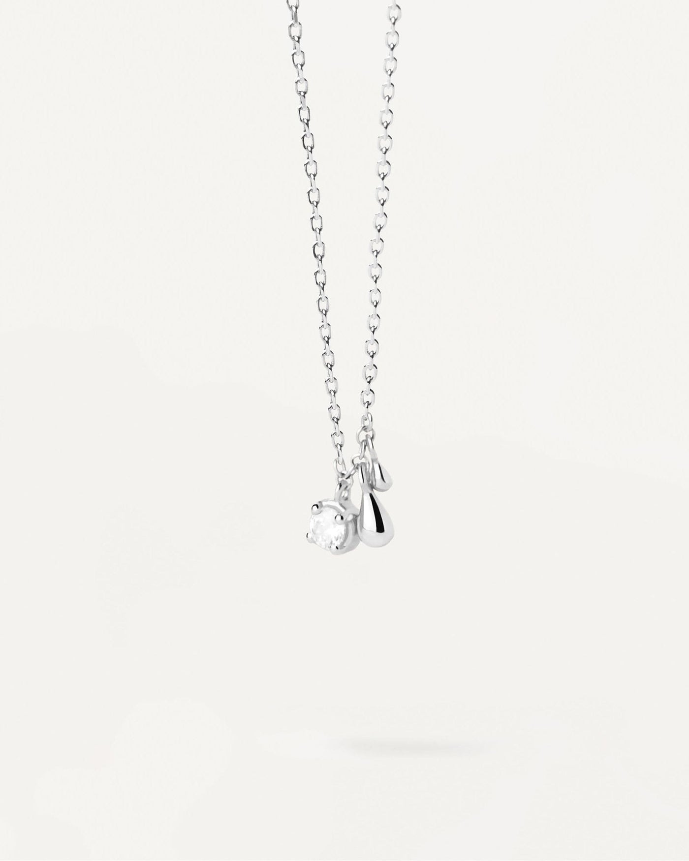 2024 Selection | Water Silver Necklace. Sterling silver necklace with white zirconia and two small drop pendants. Get the latest arrival from PDPAOLA. Place your order safely and get this Best Seller. Free Shipping.