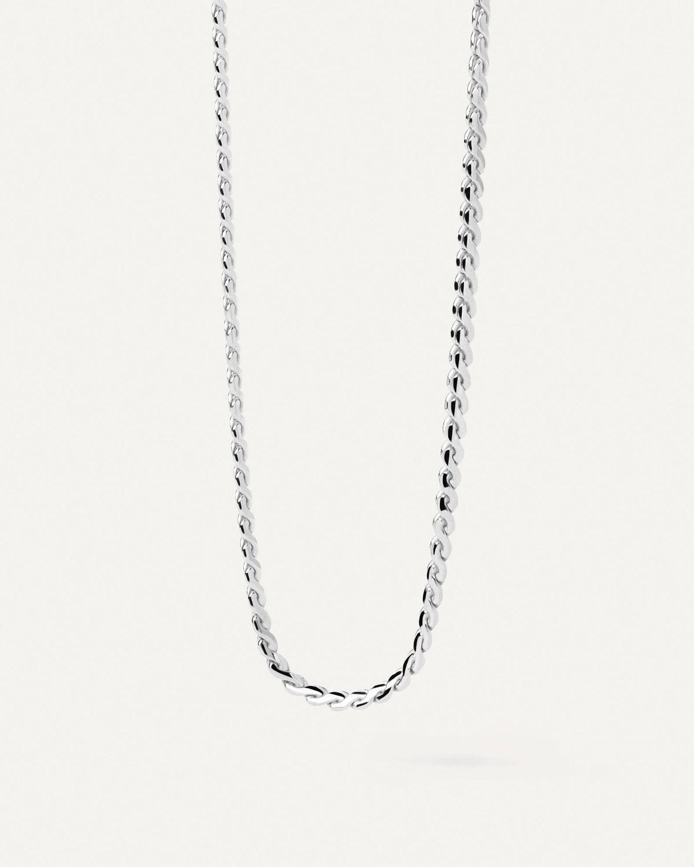 2024 Selection | Serpentine Silver Chain Necklace. Modern serpentine silver chain necklace with braided links. Get the latest arrival from PDPAOLA. Place your order safely and get this Best Seller. Free Shipping.
