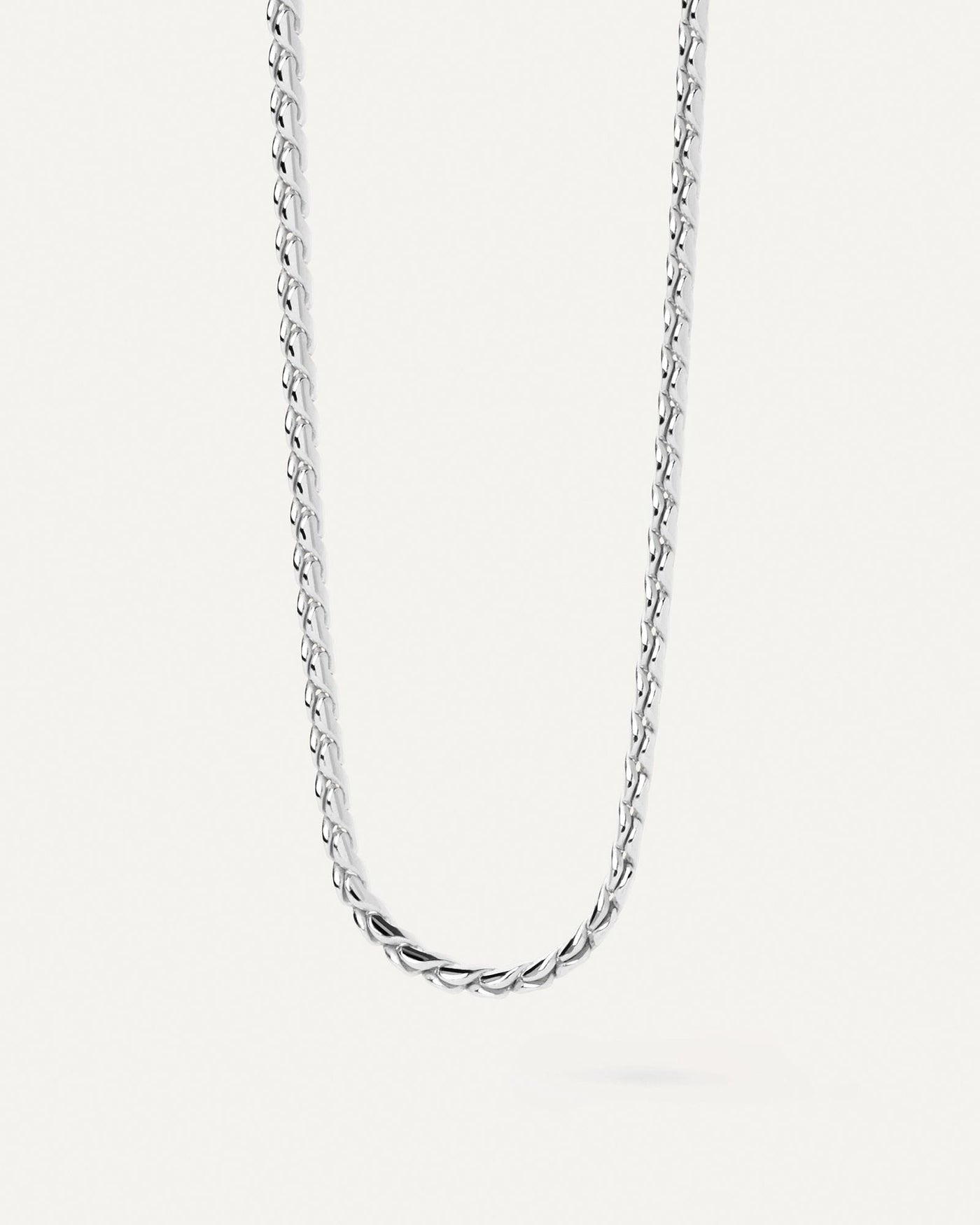 2024 Selection | Large Serpentine Silver Chain Necklace. Modern serpentine silver thick chain necklace with braided links. Get the latest arrival from PDPAOLA. Place your order safely and get this Best Seller. Free Shipping.