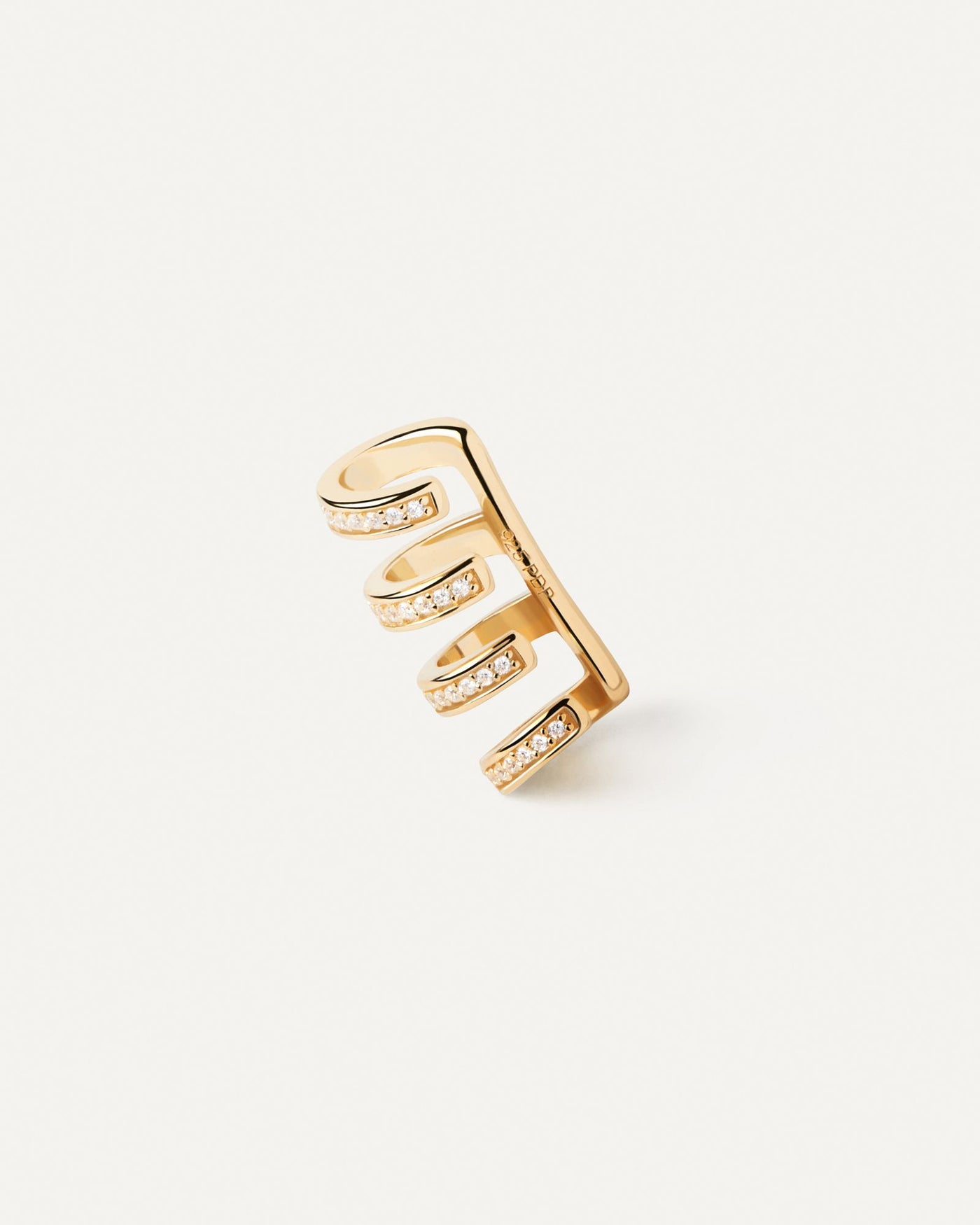 2024 Selection | Thunder Ear Cuff. Gold-plated bold four band ear cuff set with white zirconia. Get the latest arrival from PDPAOLA. Place your order safely and get this Best Seller. Free Shipping.