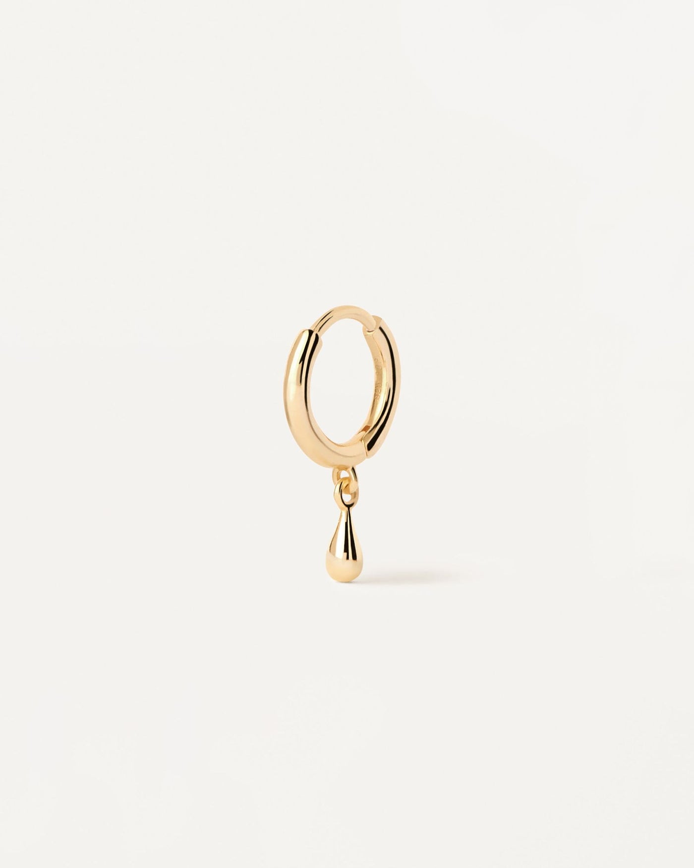 2024 Selection | Teardrop Single Hoop Earring. Gold-plated silver ear piercing with small drop pendant. Get the latest arrival from PDPAOLA. Place your order safely and get this Best Seller. Free Shipping.