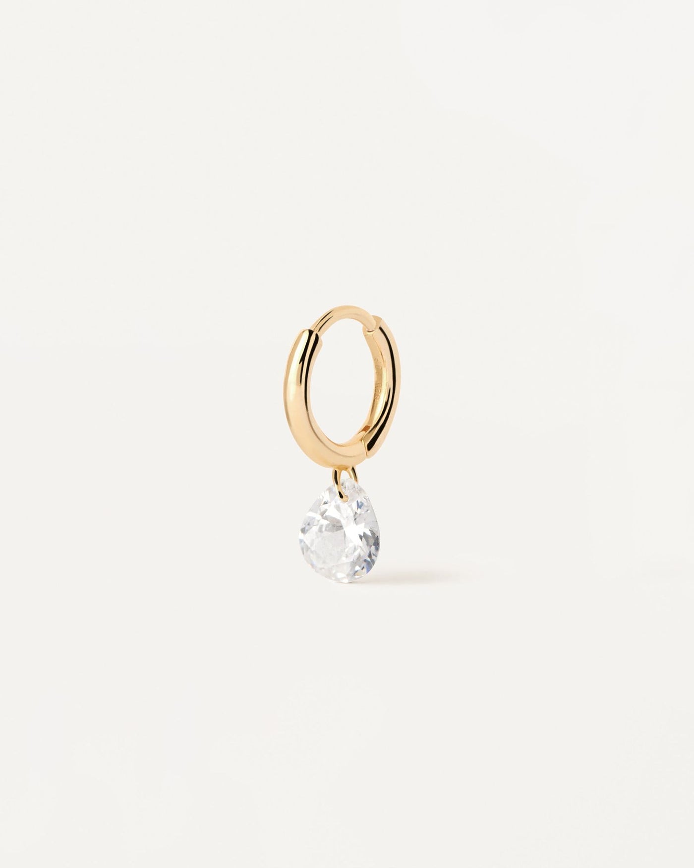 2024 Selection | Aqua Single Hoop Earring. Gold-plated silver ear piercing with white zirconia drop pendant. Get the latest arrival from PDPAOLA. Place your order safely and get this Best Seller. Free Shipping.