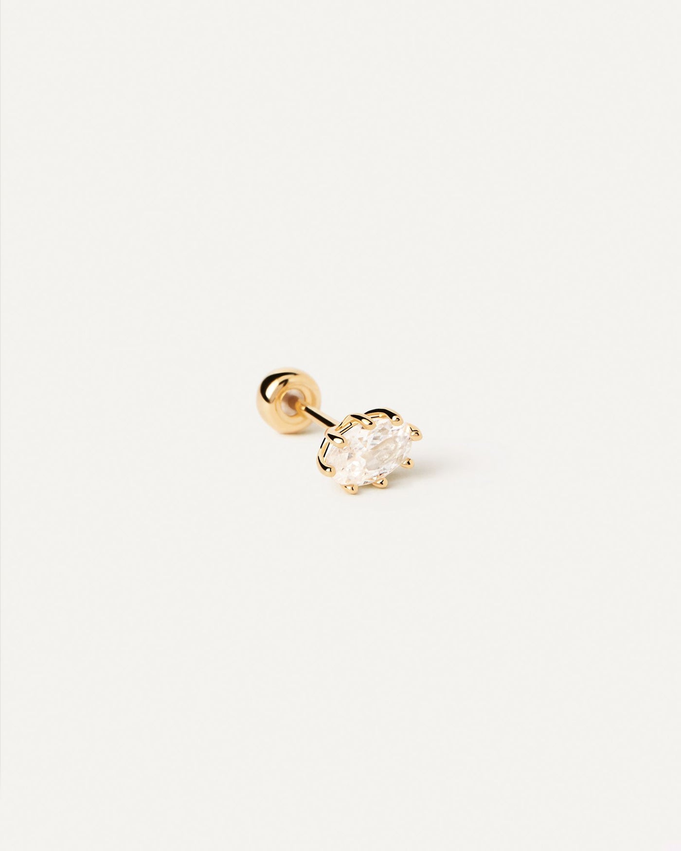 2024 Selection | Umai Single Earring. Gold-plated eight-prong setting oval ear piercing set with white zirconia. Get the latest arrival from PDPAOLA. Place your order safely and get this Best Seller. Free Shipping.