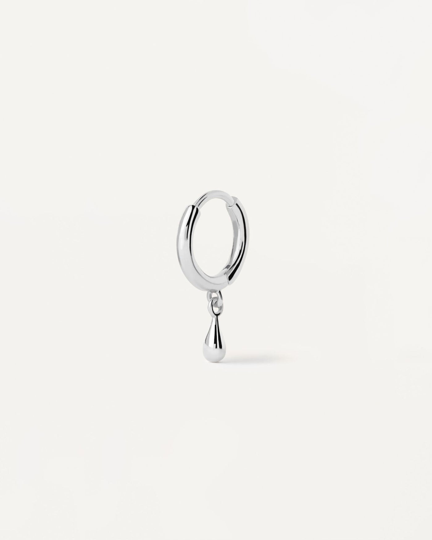2024 Selection | Teardrop silver single hoop Earring. Sterling silver ear piercing with small drop pendant. Get the latest arrival from PDPAOLA. Place your order safely and get this Best Seller. Free Shipping.