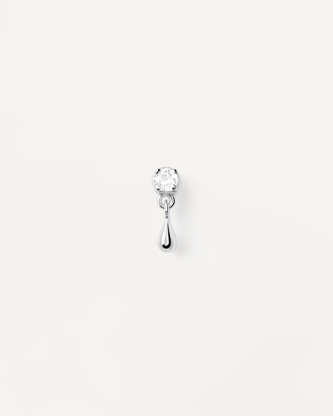 2024 Selection | Water silver single stud Earring. Sterling silver ear piercing with white zirconia and small drop pendant. Get the latest arrival from PDPAOLA. Place your order safely and get this Best Seller. Free Shipping.