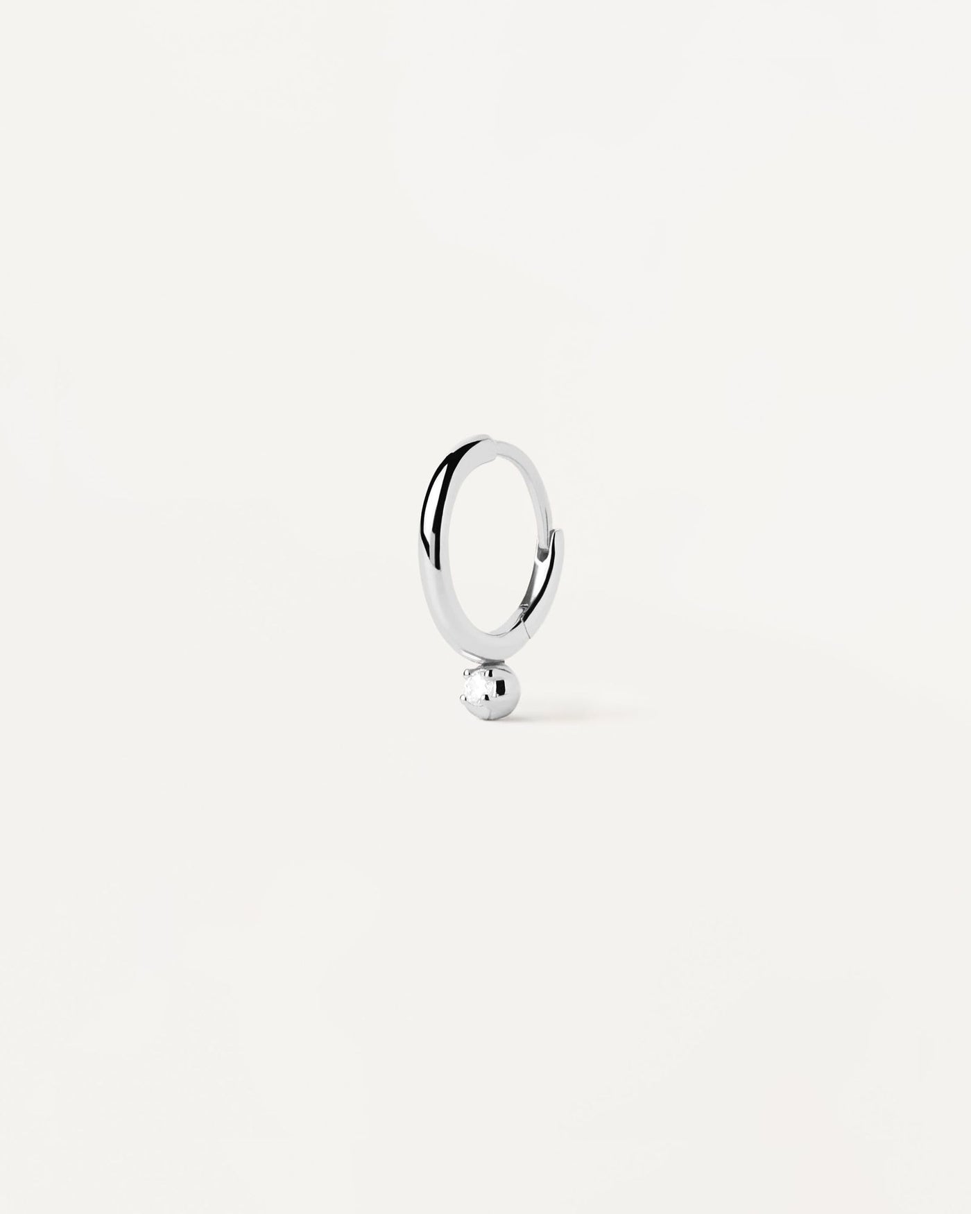 2024 Selection | Tide silver single hoop Earring. Sterling silver ear piercing with tiny white zirconia pendant. Get the latest arrival from PDPAOLA. Place your order safely and get this Best Seller. Free Shipping.