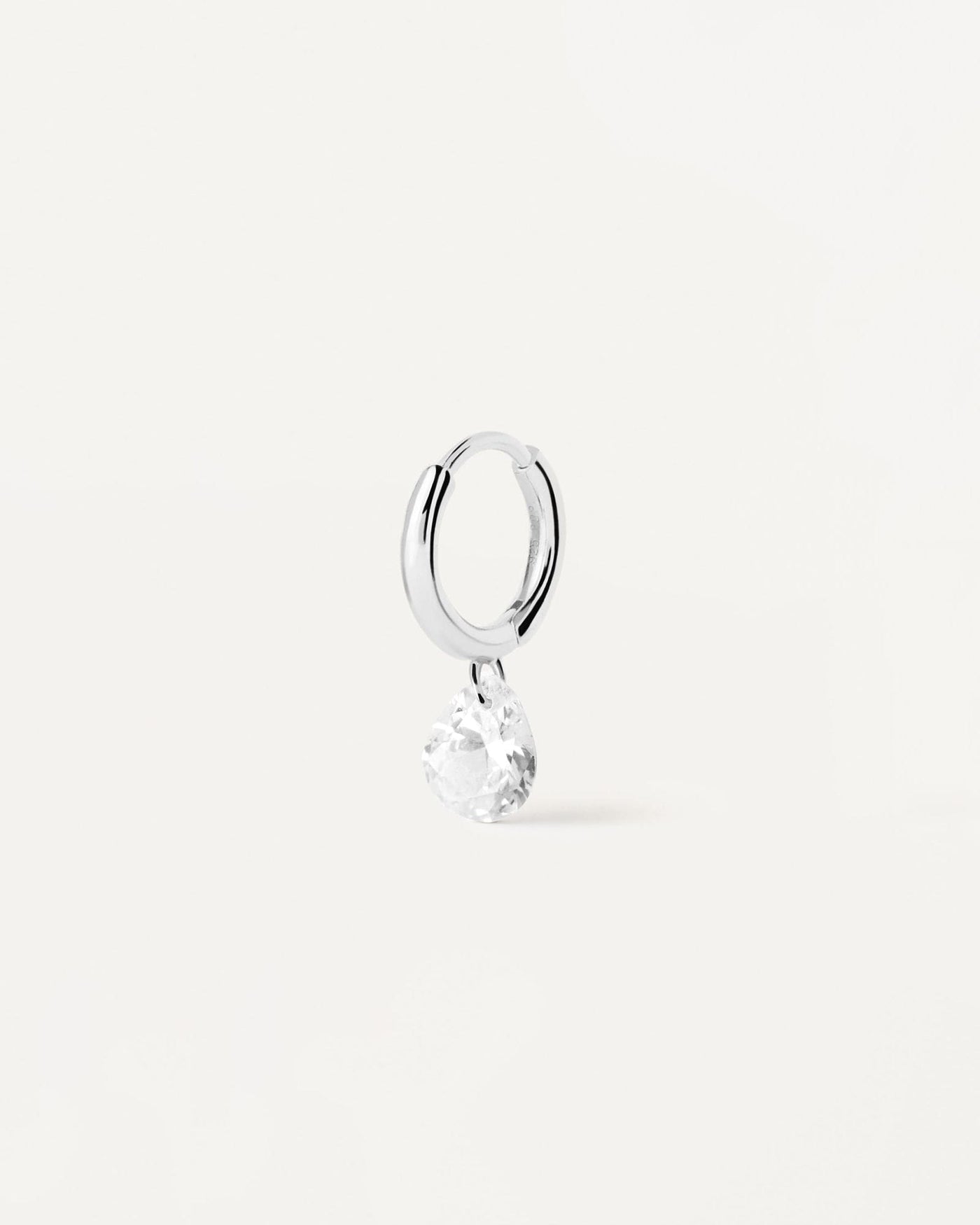 2024 Selection | Aqua silver single hoop Earring. Sterling silver ear piercing with white zirconia drop pendant. Get the latest arrival from PDPAOLA. Place your order safely and get this Best Seller. Free Shipping.