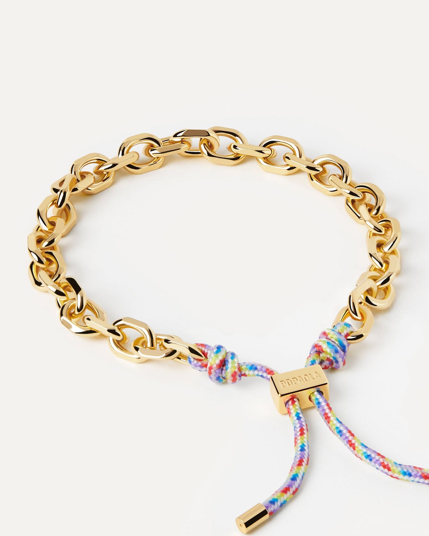 2024 Selection | Prisma Essential Rope and Chain Bracelet. Silver chain bracelet with interwined multicolor rope and adjustable sliding clasp. Get the latest arrival from PDPAOLA. Place your order safely and get this Best Seller. Free Shipping.
