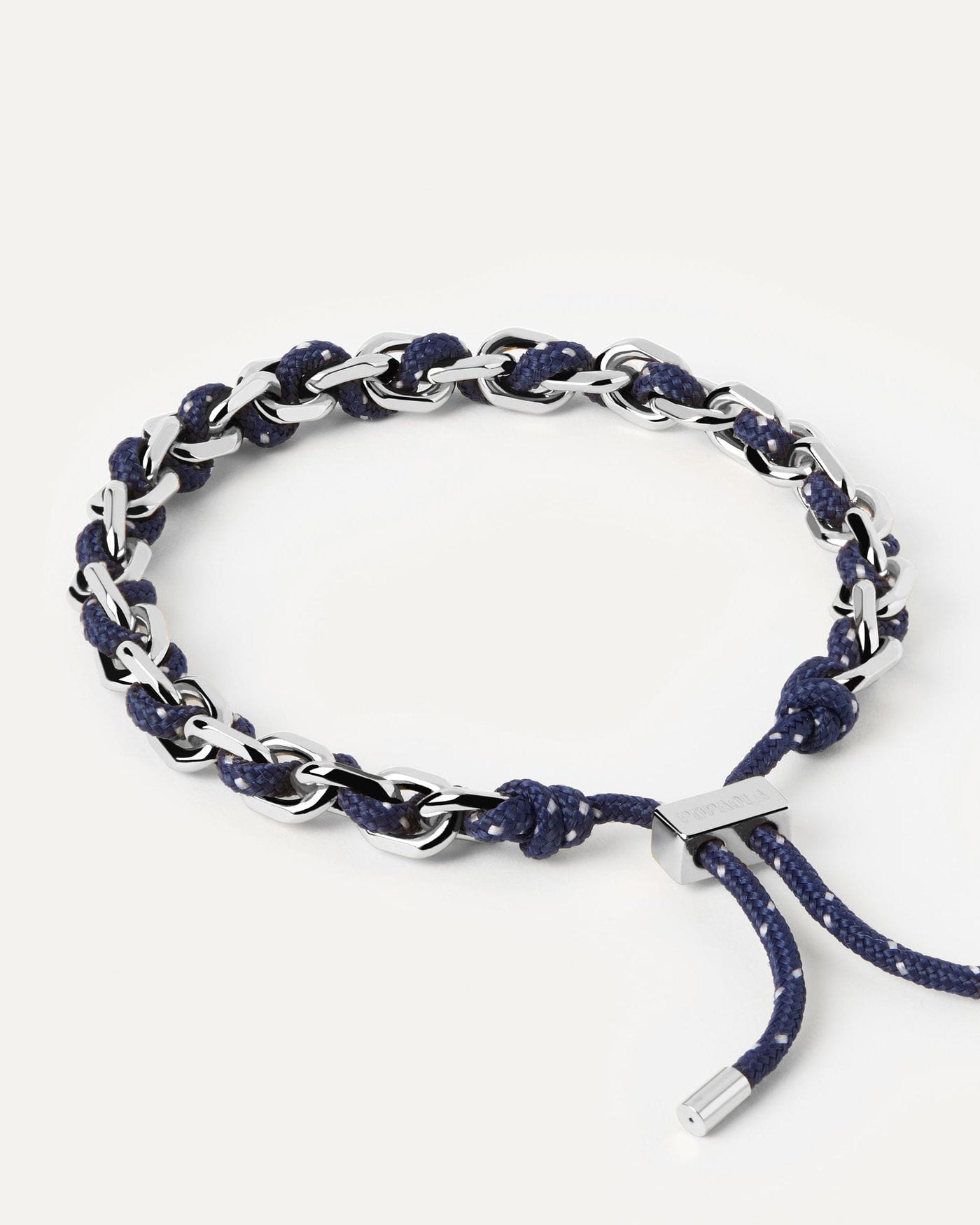 2024 Selection | Midnight Rope and Chain Silver Bracelet. Silver chain bracelet with a navy blue rope adjustable sliding clasp. Get the latest arrival from PDPAOLA. Place your order safely and get this Best Seller. Free Shipping.