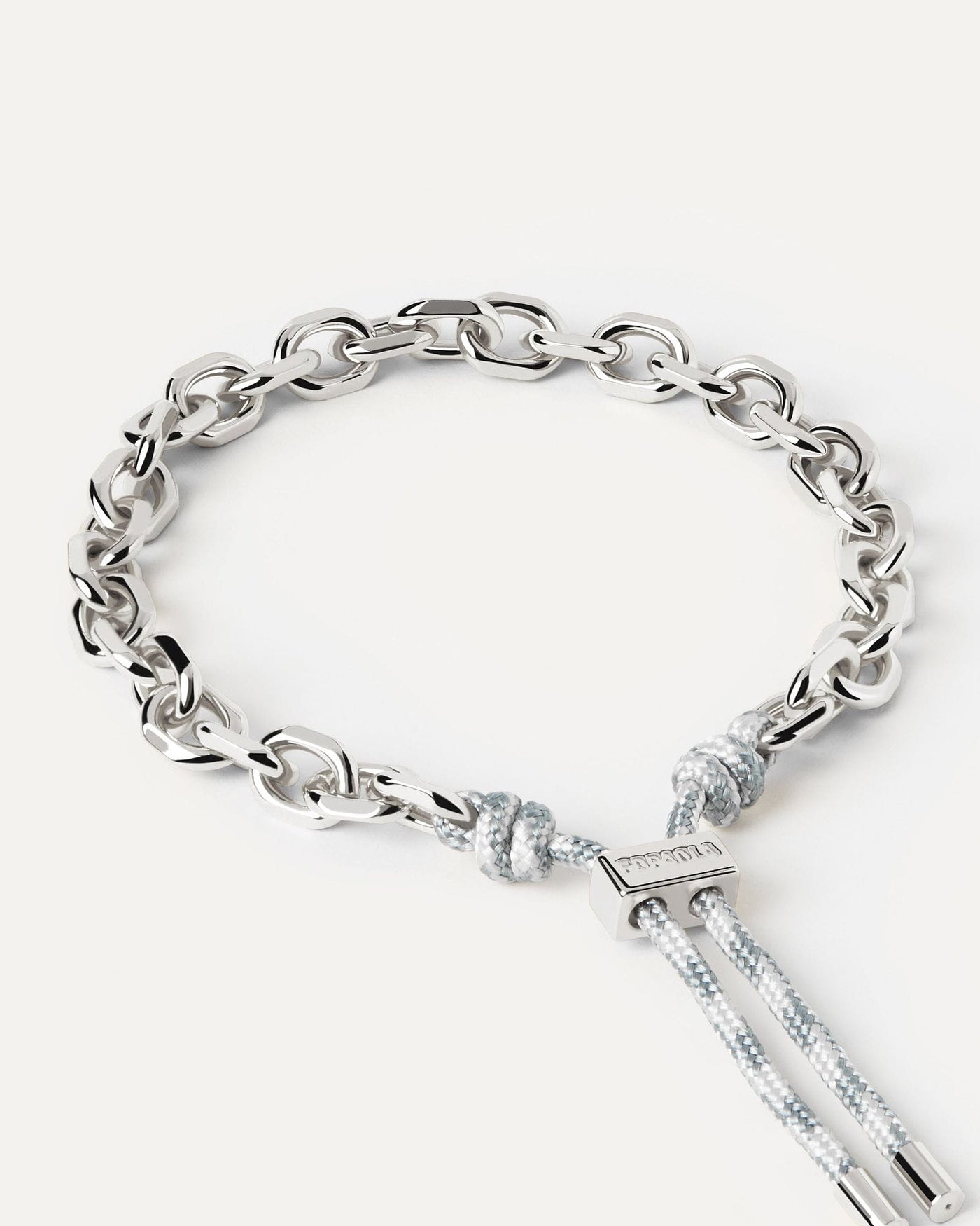 2024 Selection | Sky Essential Rope and Chain Silver Bracelet. Silver chain bracelet with a forest green rope adjustable sliding clasp. Get the latest arrival from PDPAOLA. Place your order safely and get this Best Seller. Free Shipping.