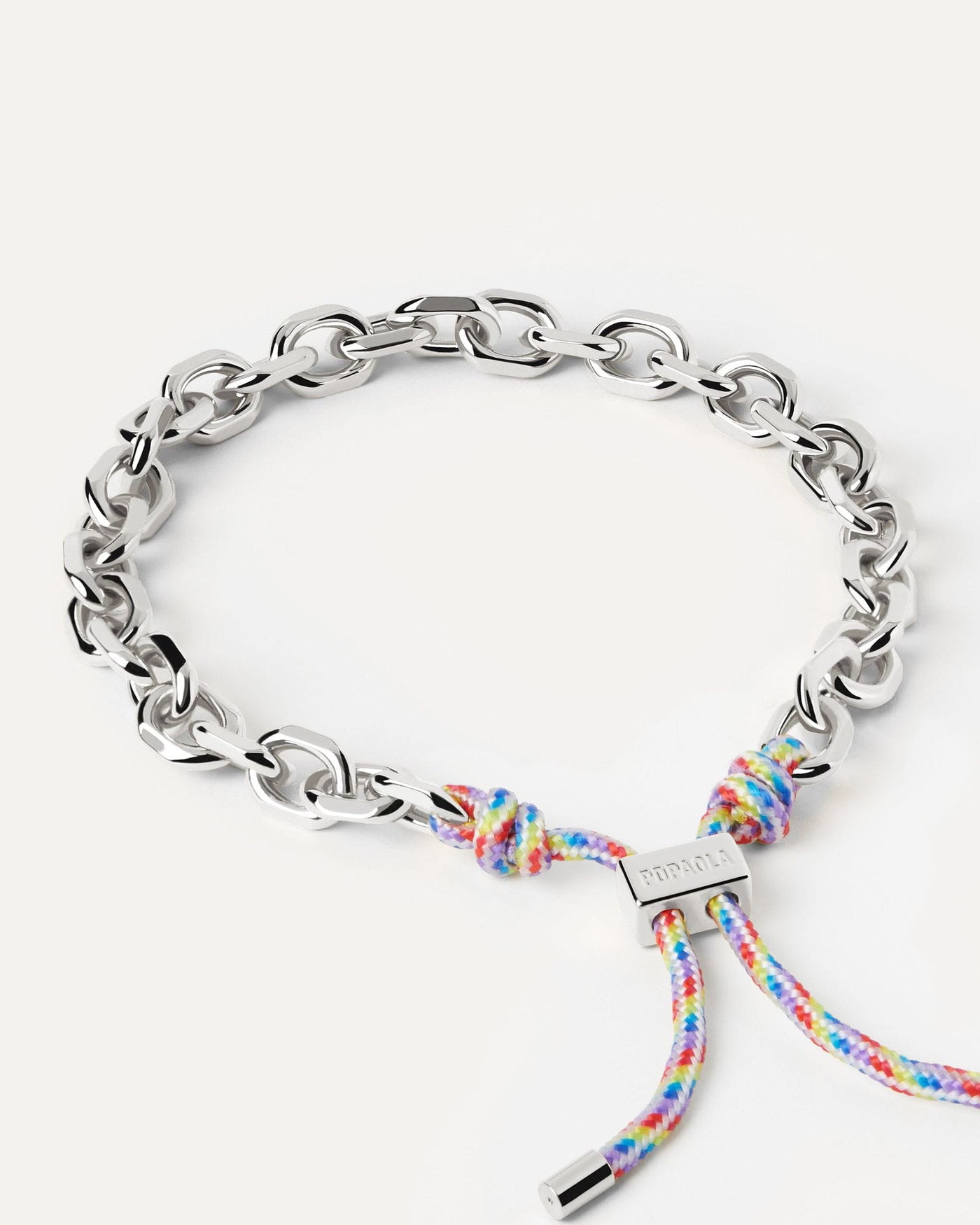 2024 Selection | Prisma Essential Rope and Chain Silver Bracelet. Silver chain bracelet with a navy blue rope adjustable sliding clasp. Get the latest arrival from PDPAOLA. Place your order safely and get this Best Seller. Free Shipping.