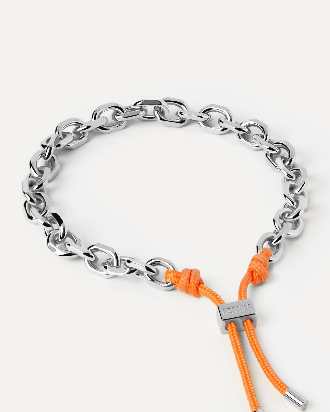 2024 Selection | Tangerine Essential Rope and Chain Silver Bracelet. Silver chain bracelet with a multicolor rope adjustable sliding clasp. Get the latest arrival from PDPAOLA. Place your order safely and get this Best Seller. Free Shipping.