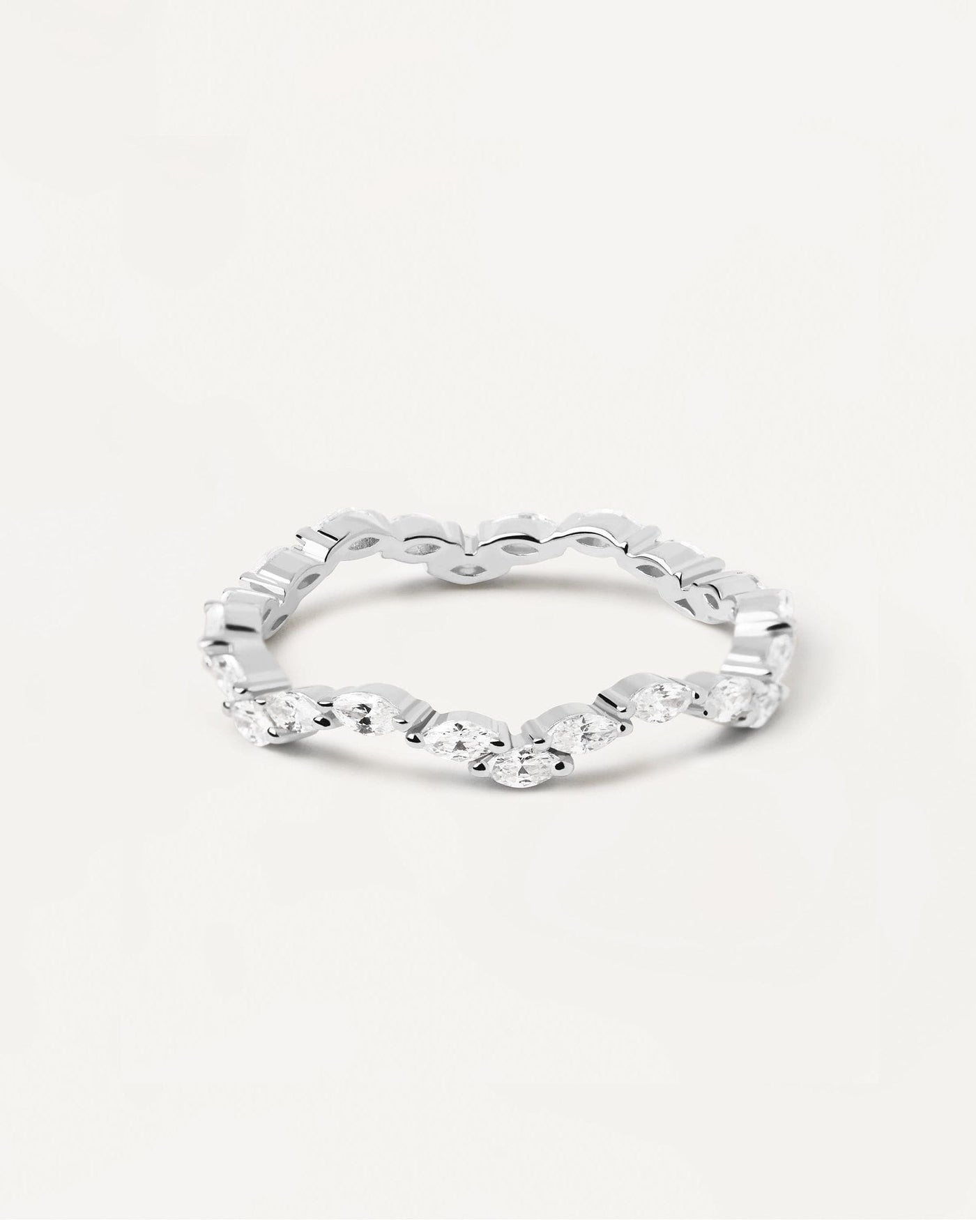 2024 Selection | Lake Silver Ring. Sterling silver wavy eternity ring with white zirconia. Get the latest arrival from PDPAOLA. Place your order safely and get this Best Seller. Free Shipping.