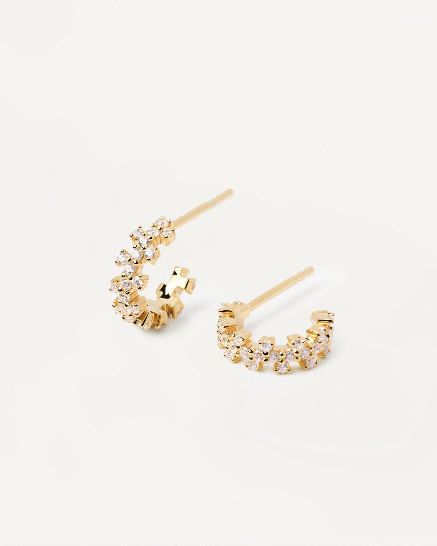 2024 Selection | Little Crown Earrings. Gold-plated small hoops with white zirconia. Get the latest arrival from PDPAOLA. Place your order safely and get this Best Seller. Free Shipping.