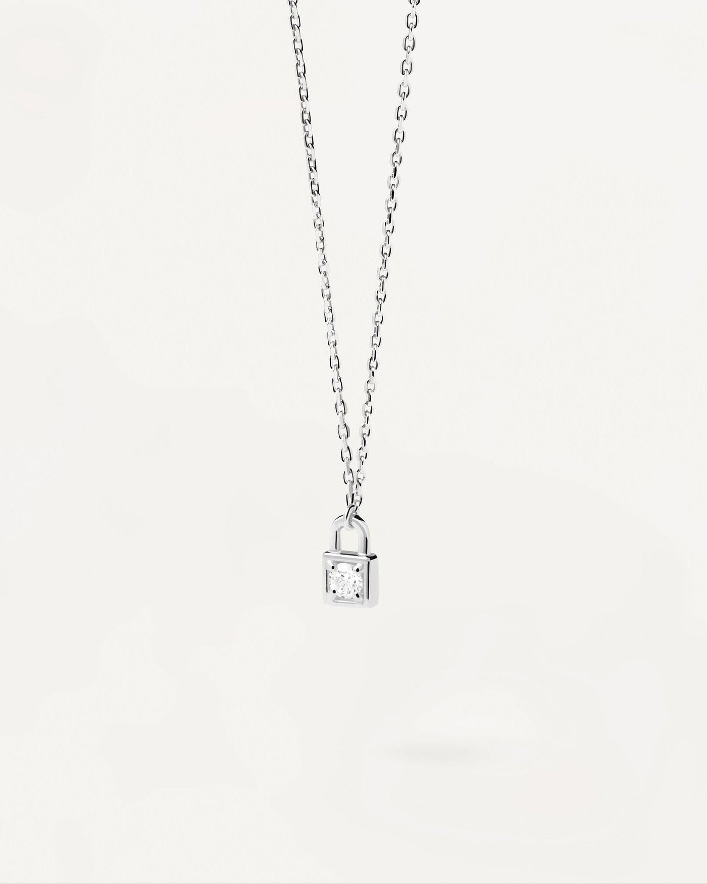 2024 Selection | Padlock Silver Necklace. Sterling silver necklace with padlock pendant and white zirconia. Get the latest arrival from PDPAOLA. Place your order safely and get this Best Seller. Free Shipping.