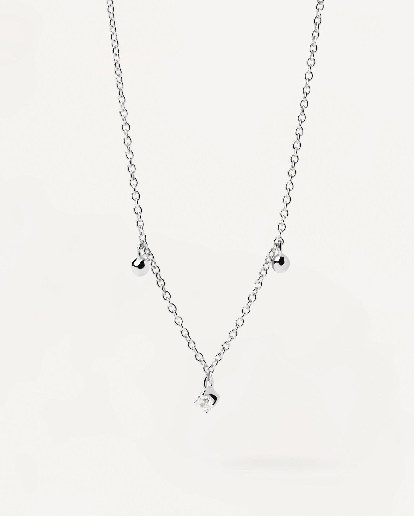2024 Selection | Love Triangle Silver Necklace. Large link necklace in sterling silver set with white zirconia. Get the latest arrival from PDPAOLA. Place your order safely and get this Best Seller. Free Shipping.