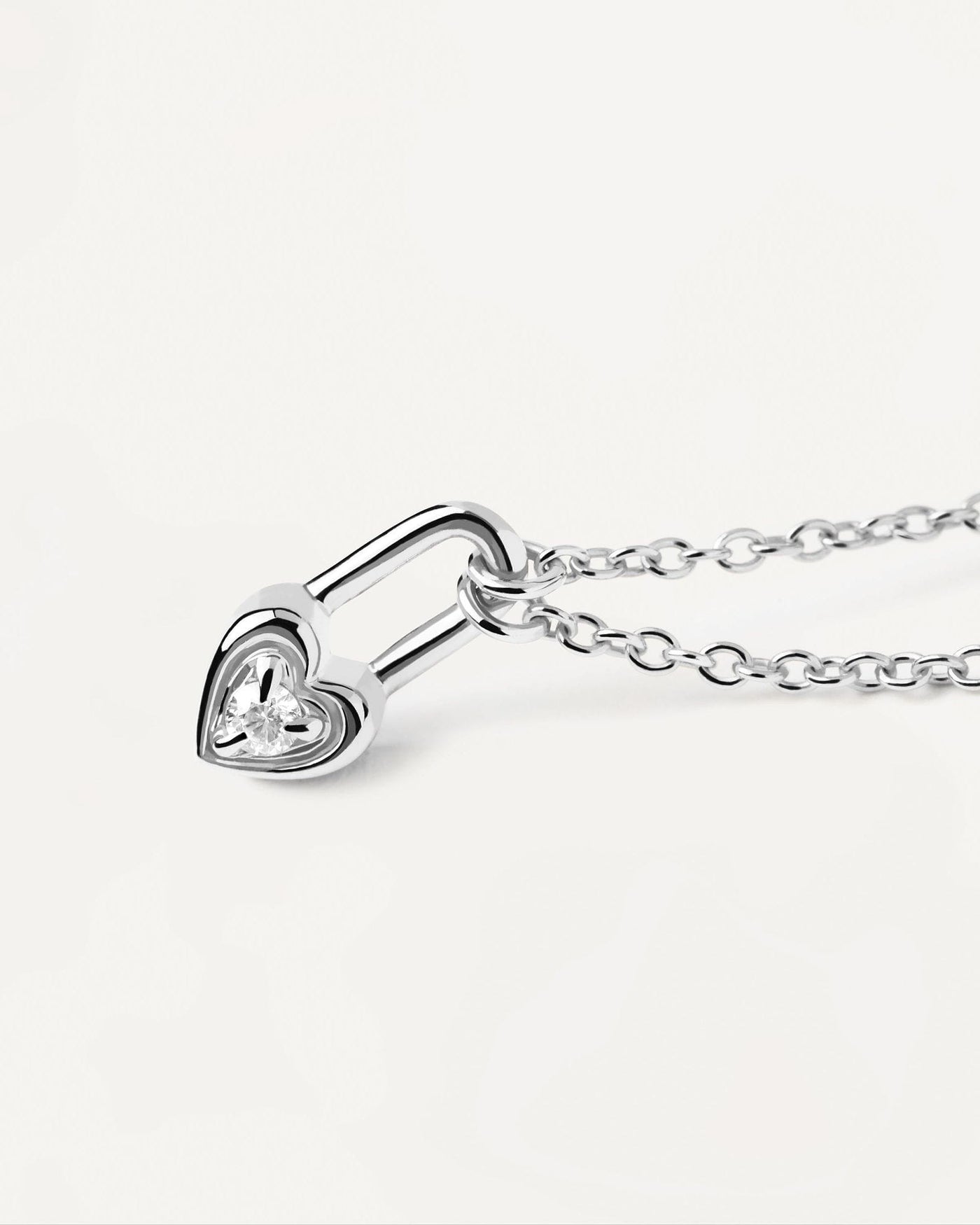 2024 Selection | Heart Padlock Silver Necklace. Silver necklace with heart padlock pendant set with white zirconia. Get the latest arrival from PDPAOLA. Place your order safely and get this Best Seller. Free Shipping.