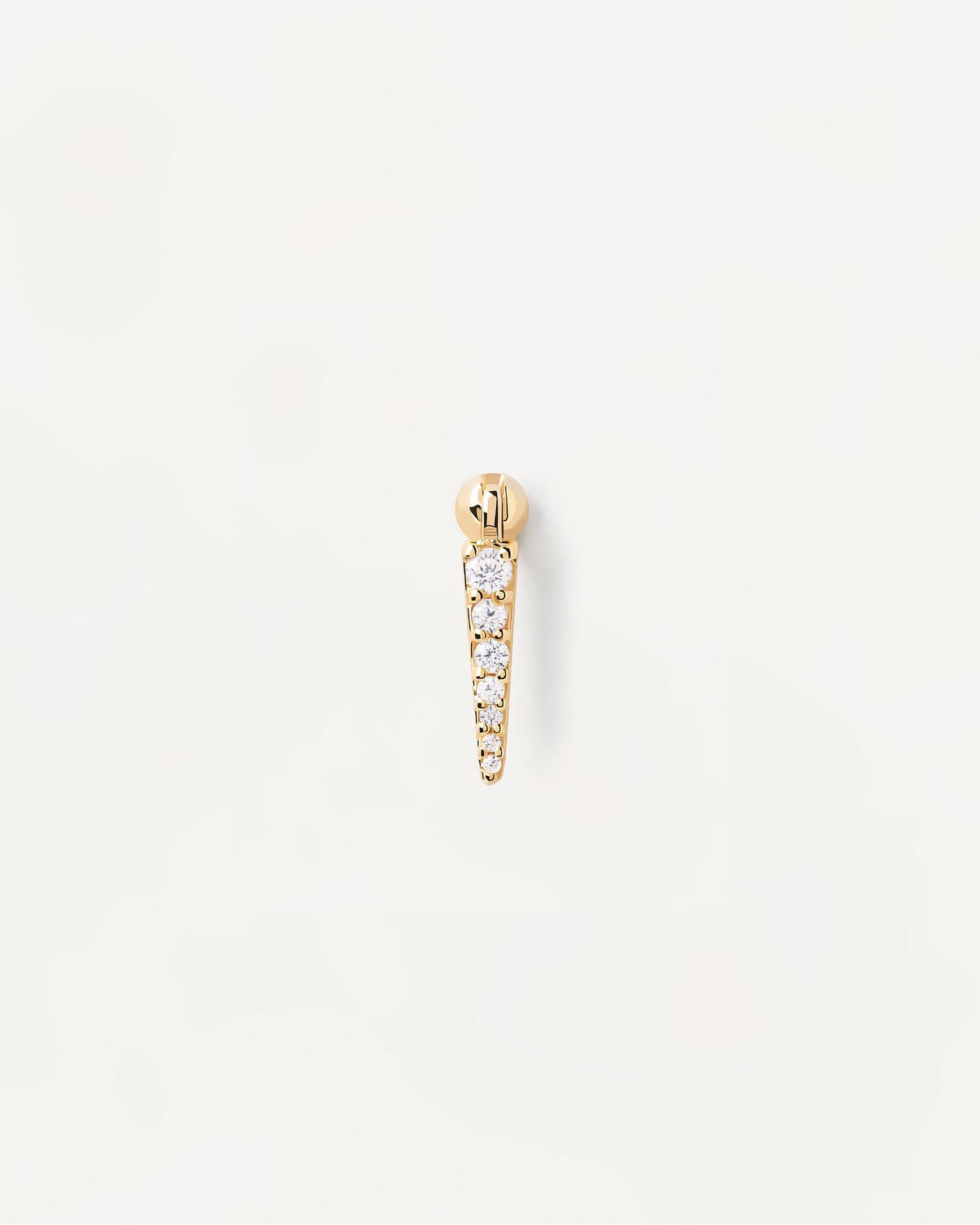 2024 Selection | Vero Single Earring. Gold-plated ear piercing in tip shape with white zirconia. Get the latest arrival from PDPAOLA. Place your order safely and get this Best Seller. Free Shipping.