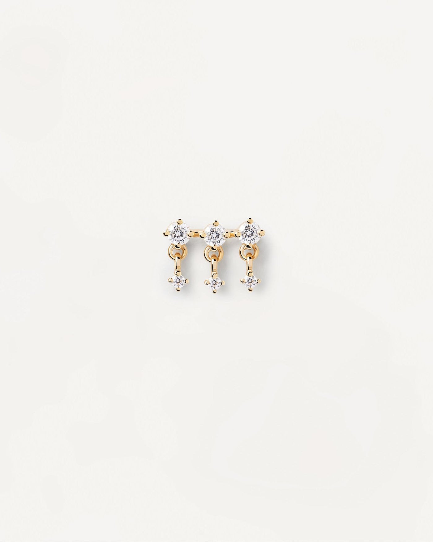 2024 Selection | Sol Single Earring. Gold-plated ear piercing with trinity of white zirconia. Get the latest arrival from PDPAOLA. Place your order safely and get this Best Seller. Free Shipping.