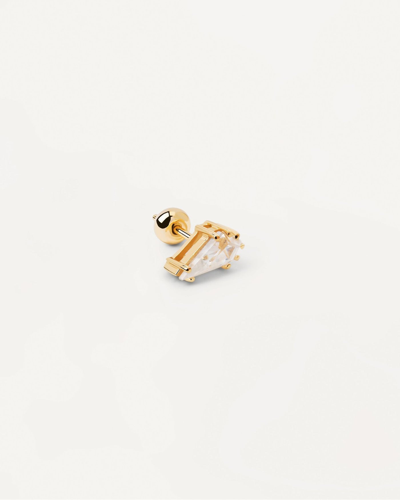 2024 Selection | Noa Single Earring. Gold-plated ear piercing with drop shaped white zirconia. Get the latest arrival from PDPAOLA. Place your order safely and get this Best Seller. Free Shipping.