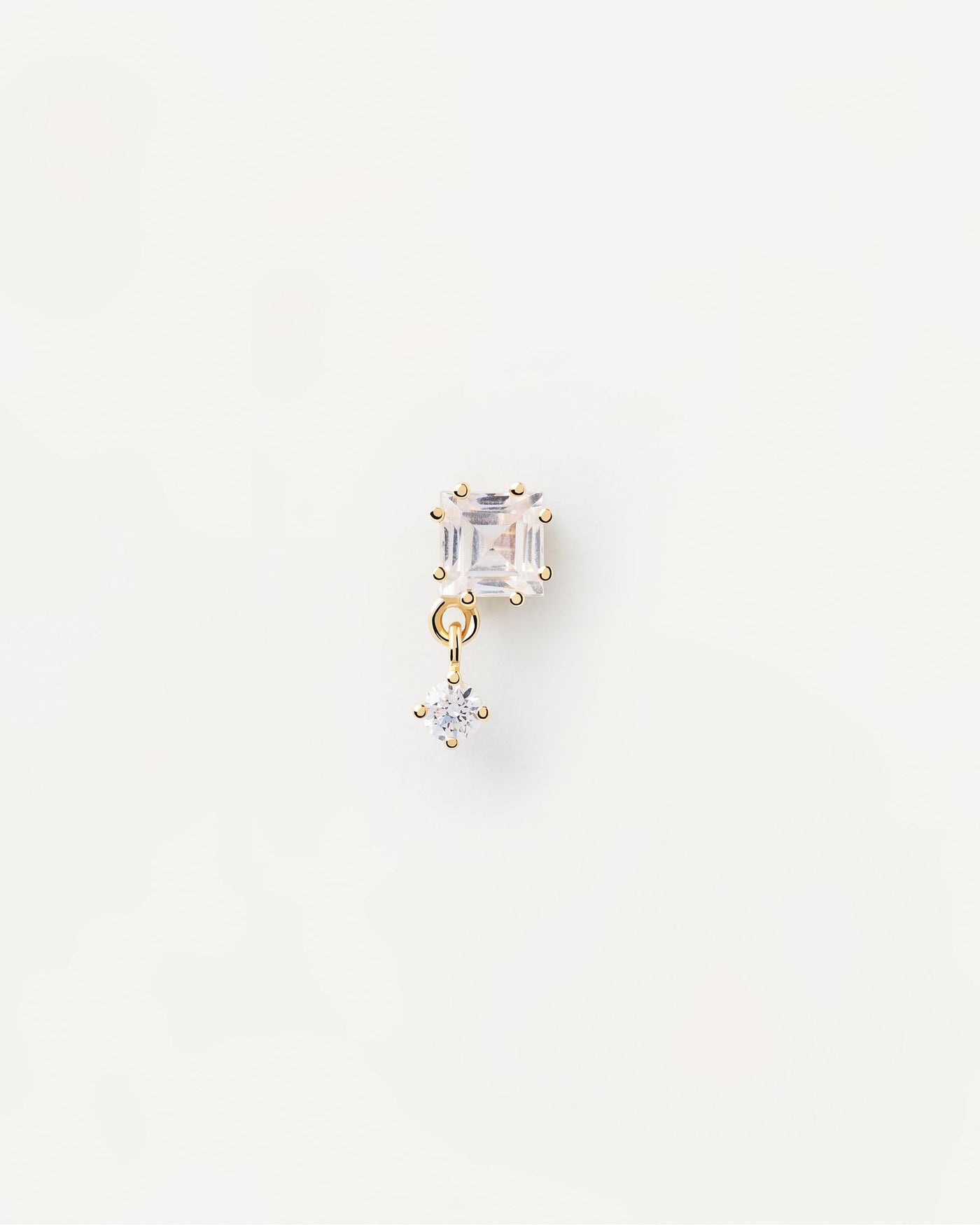 2024 Selection | Eli Single Earring. Gold-plated ear piercing with Asscher cut white zirconia. Get the latest arrival from PDPAOLA. Place your order safely and get this Best Seller. Free Shipping.