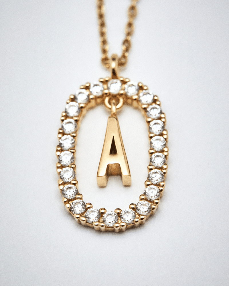GRID 2 Diamonds and Gold Letter A Necklace - 
  
