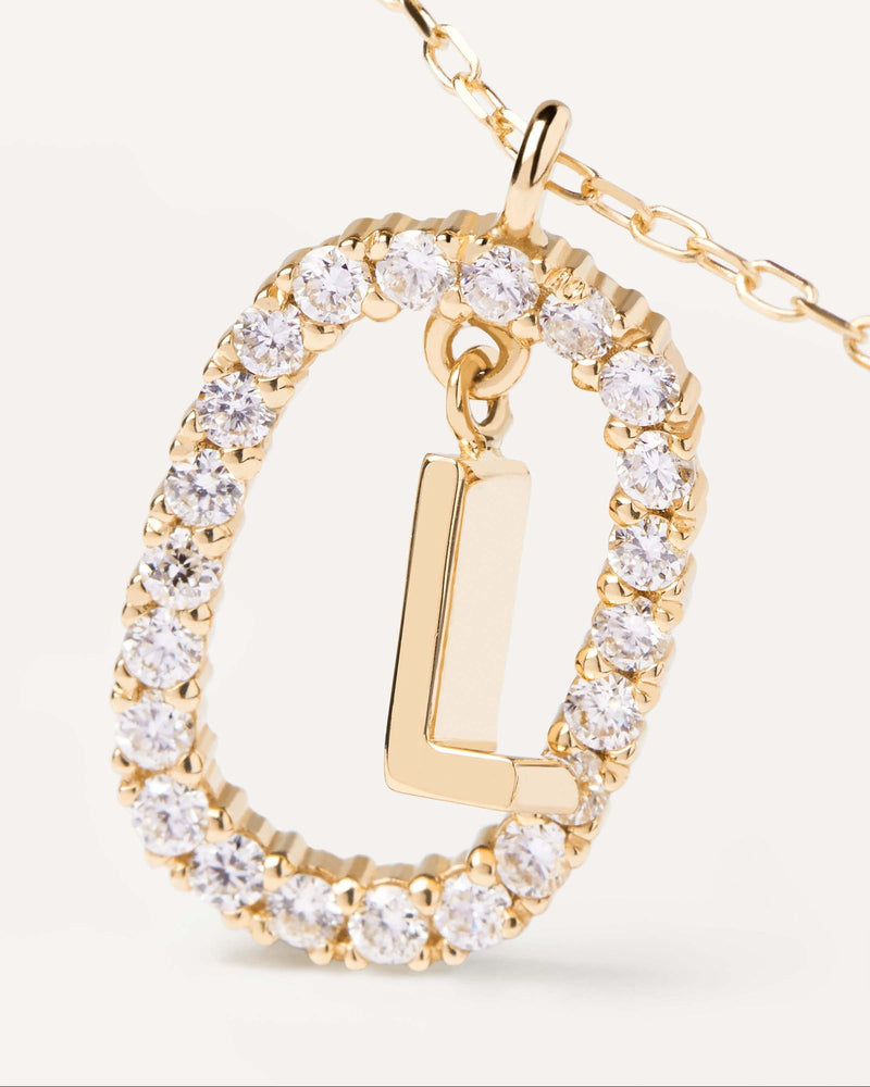 GoldHalskette mit Diamanten Buchstabe L - 
  
    18 kt Gold
  
