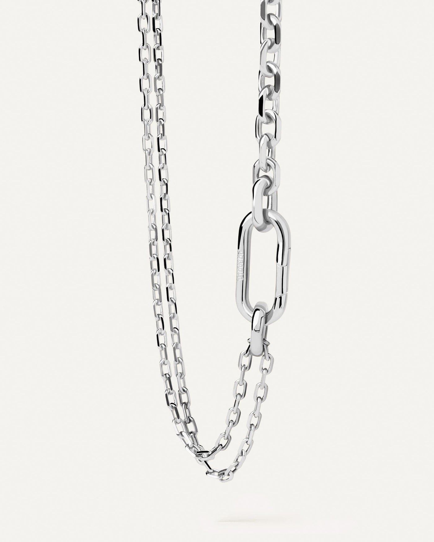 2024 Selection | Vesta Silver Chain Necklace. Double chain silver necklace with bold clasp and asymmetrical links. Get the latest arrival from PDPAOLA. Place your order safely and get this Best Seller. Free Shipping.