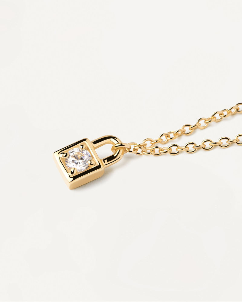 Vorhängeschloss Halskette - 
  
    Sterling Silber / 18K Goldplattierung
  
