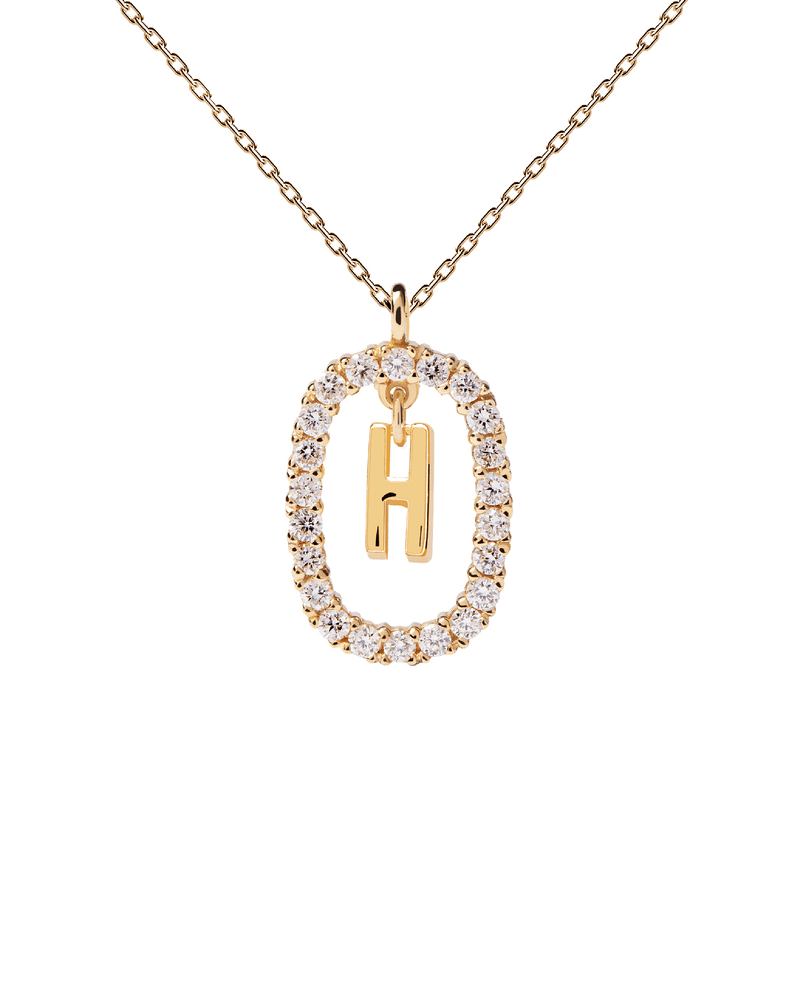 GoldHalskette mit Diamanten Buchstabe H - 
  
    18 kt Gold
  
