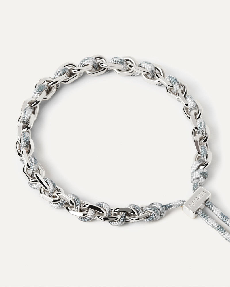 Sky Rope and Chain Silver Bracelet - 
  
    Cordón / Baño de rodio en plata
  
